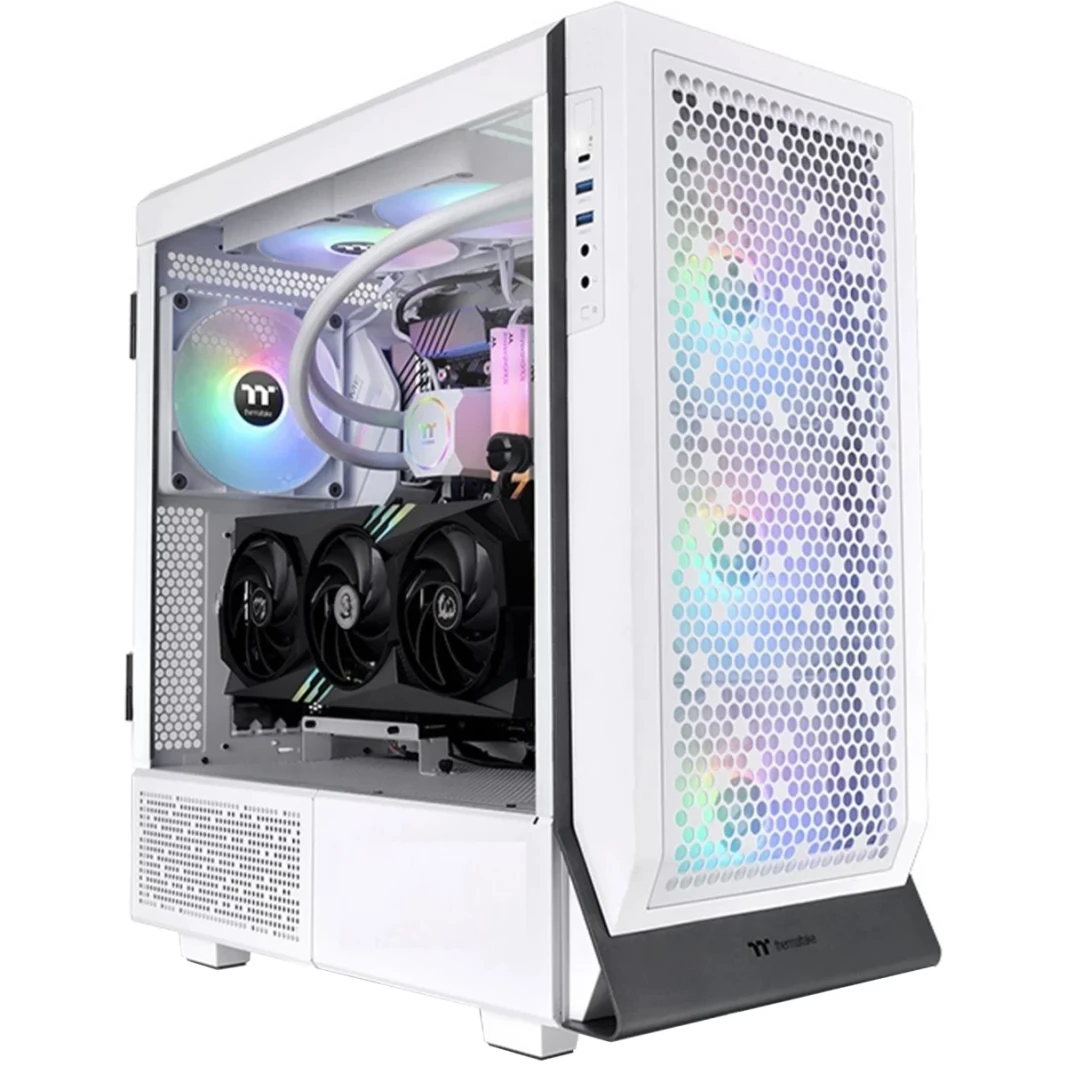 Thermaltake Ceres 500 E -ATX Glass Side Panel 4x PWM Argb Fans Slots PCIe وحامل GPU - أبيض
