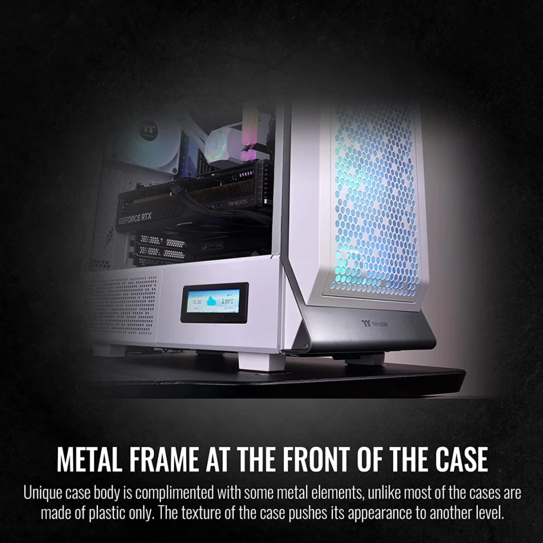 Thermaltake Ceres 500 E -ATX Glass Side Panel 4x PWM Argb Fans Slots PCIe وحامل GPU - أبيض