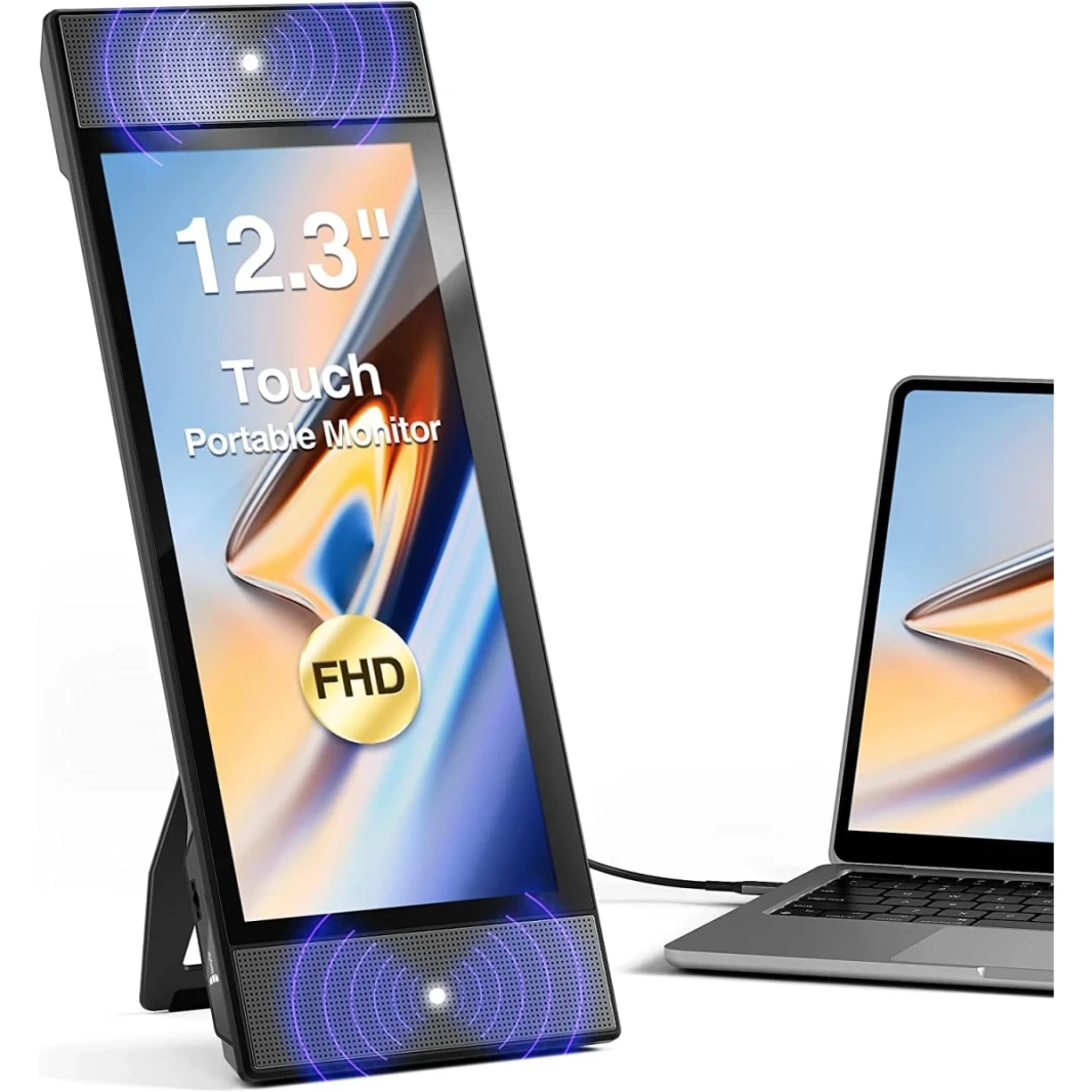 V2COM L1 12.3 "IPS IPS HD Touch Screen عالية السطوع 300CD/㎡ قابلة للطي قابلة للطي/مكبرات صوت مزدوجة السفر لنظام التشغيل Windows MAC PC PPHED PS5/SWITCH
