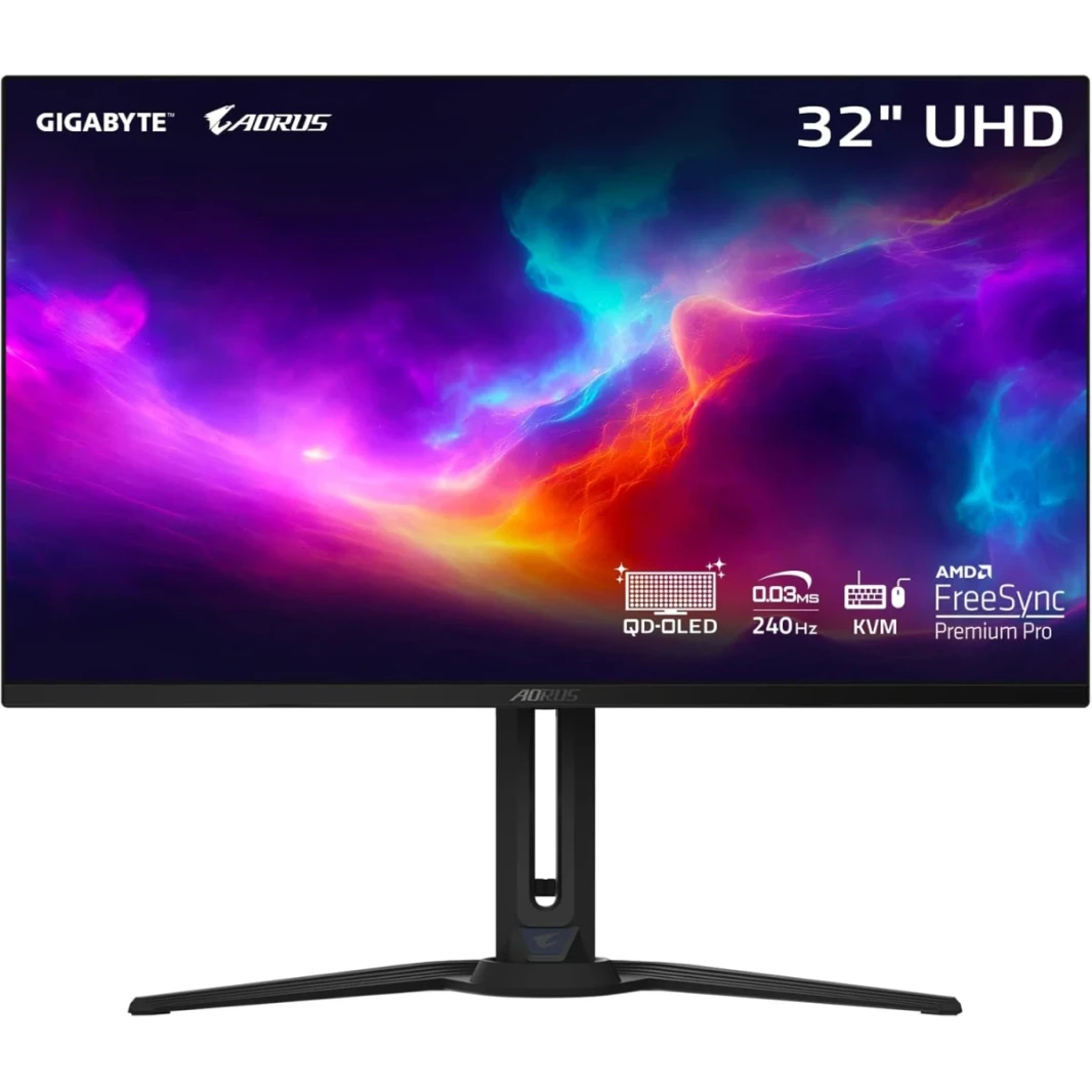 Gigabyte Aorus fo32u2 32 "QD -Oled Gaming Monitor UHD 4K - 0.03MS GTG - AMD FreeSync Premium Pro - Type C KVM - HDMI ، DP ، Type C W/ High