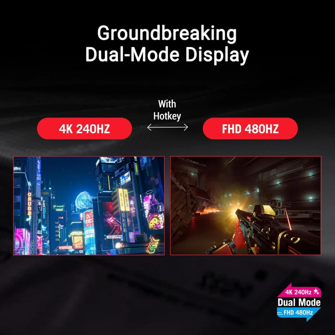 ASUS ROG SWIFT PG32UCDP 32 "4K OLED WOLED ، الوضع المزدوج (4K 240Hz ، FHD 480Hz) ، 0.03ms ، G-Sync متوافق ، غرفة التبريد المخصصة ، AI Gaming ، 99 ٪ DCI-P3 ، True 10-bit ، USB-C 90W