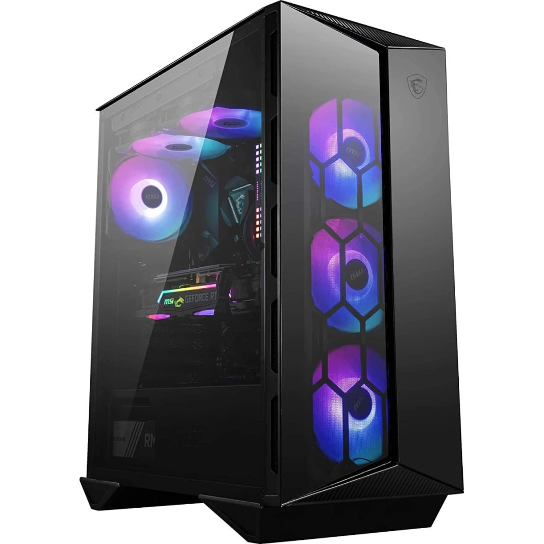 MSI MPG Gungnir 110R Premium Mid -Fower Gaming PC Case 4 X Argb 120mm Fans Support Liquid Support to 360mm Maviator - Black
