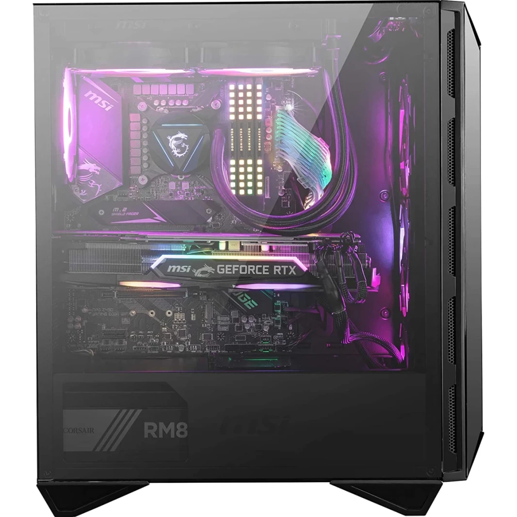 MSI MPG Gungnir 110R Premium Mid -Fower Gaming PC Case 4 X Argb 120mm Fans Support Liquid Support to 360mm Maviator - Black
