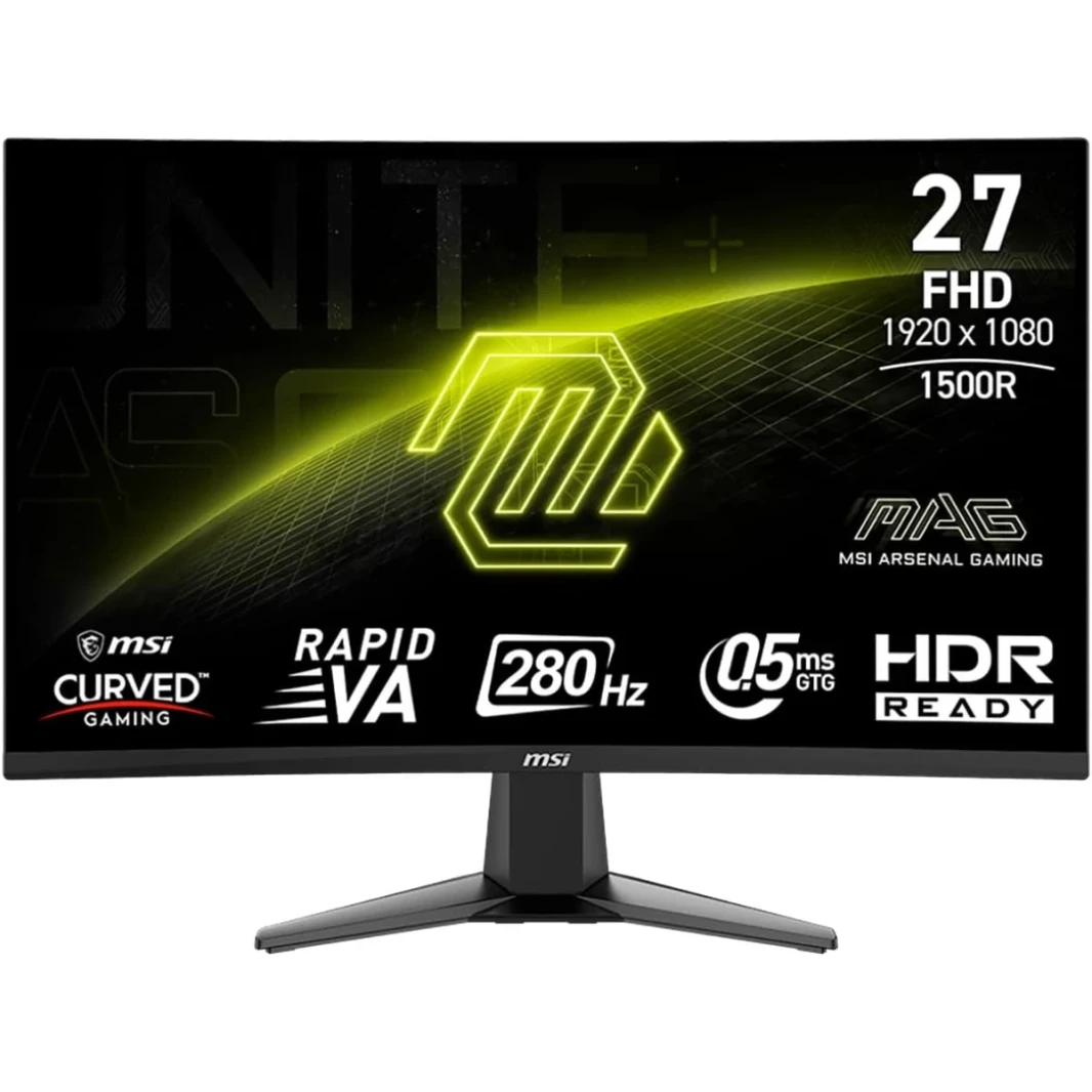 MSI MAG 276CXF 27 "Curved 1500r 280Hz 0.5ms HDR Ready 102 ٪ SRGB 1.07 مليار بدعم المزامنة التكيفية 120Hz لـ PS5 & Xbox