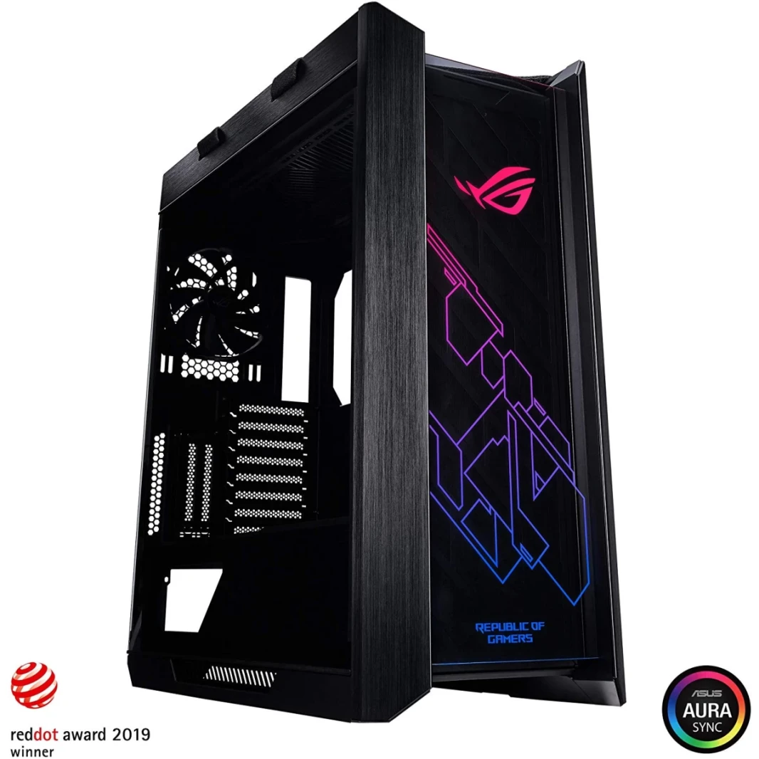 ASUS ROG Strix Helios GX601 RGB Mid -Fower Case لـ Up to EATX Motherboards مدخنة الزجاج المقسى المصقول من الألمنيوم والصلب -الأسود