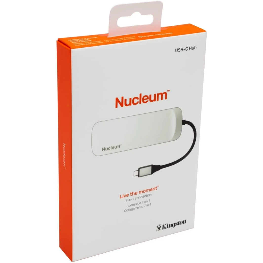 Kingston Nucleum USB C Hub Adapter Connect USB 3.0 ، HDMI ، SD/MicroSD ، أبيض