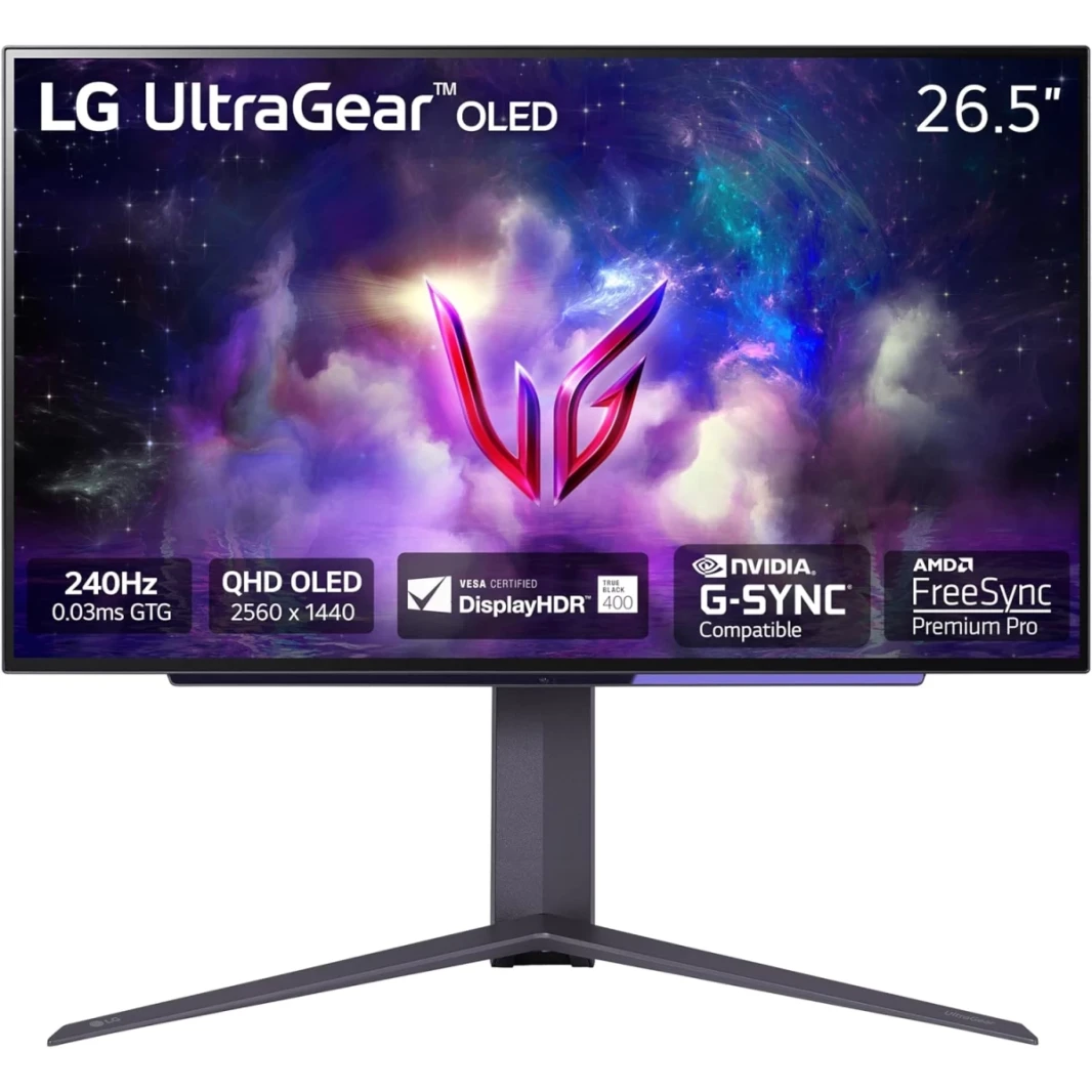 LG 27GS95QE-B ULTRAGEAR ™ 27 "OLED 2K HDR10 240HZ 0.03MS TRUE Black 400 G-Sync متوافق مع HDMI 2.1 قابلة للتعديل-الأسود