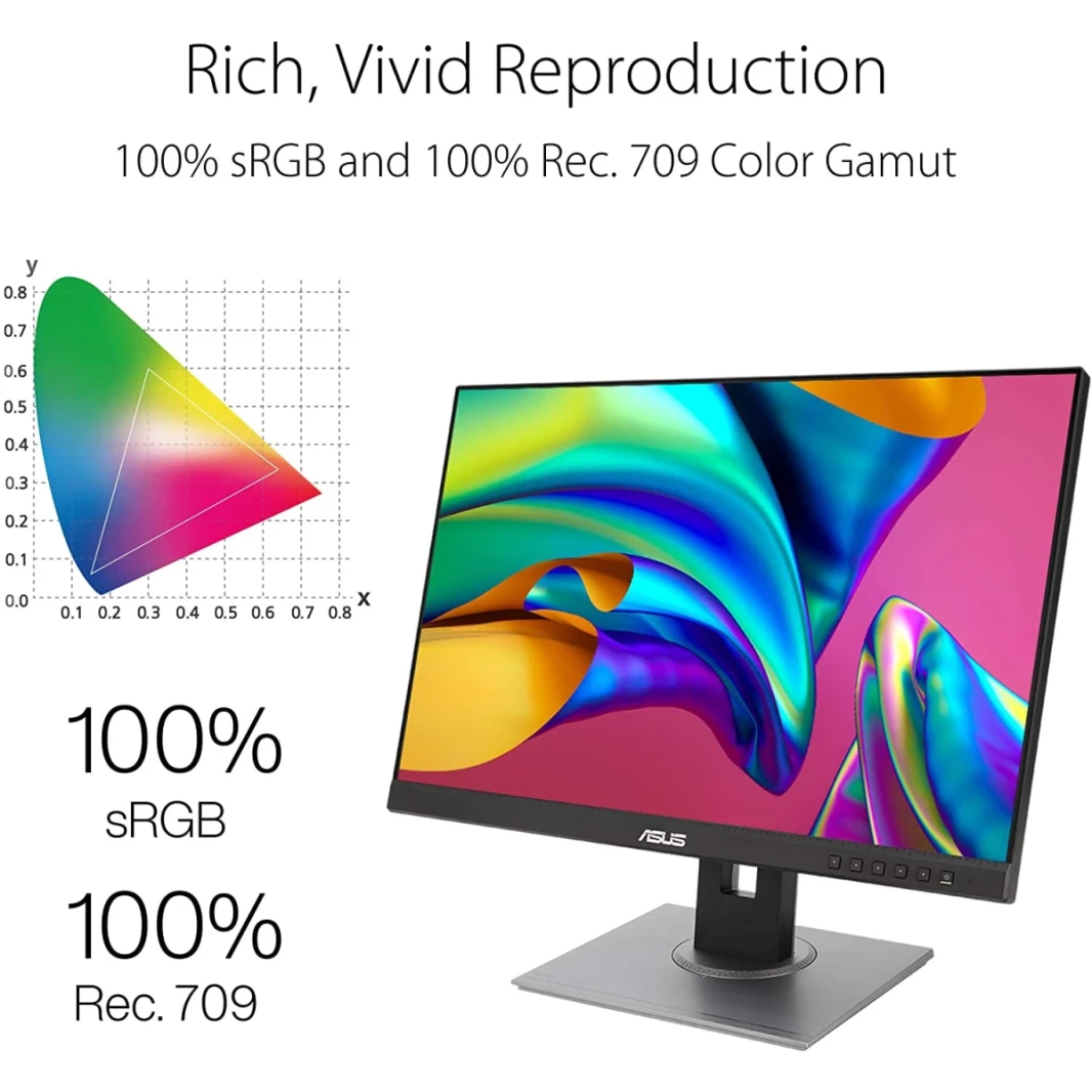 ASUS ProArt PA278QV 27” IPS 2K 100% sRGB/Rec Calman Verified Eye Care Anti-glare & Tilt Pivot Swivel Height Adjustable