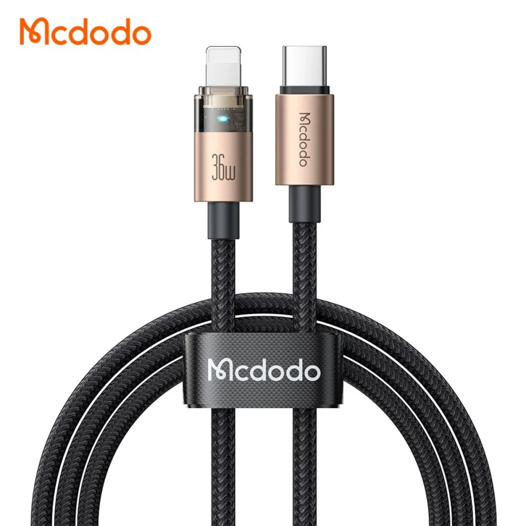 McDodo CA-6941 36W USB-C لبرق كبل شحنة وبيانات فائقة مع ضوء الشحن (1.2 متر)-الذهب