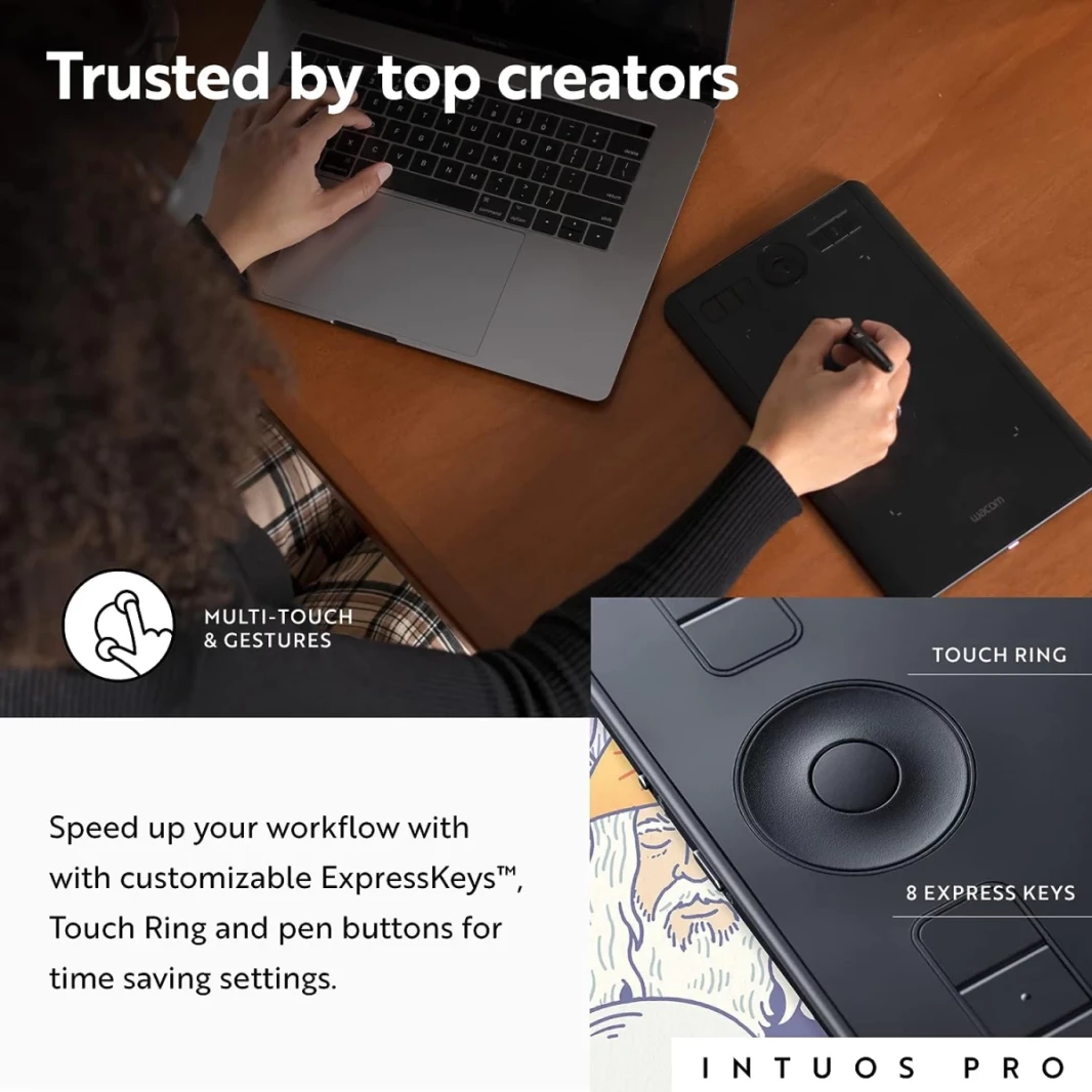 WACOM Intuos Pro الرسومات الكبيرة Bluetooth الرسم الجهاز اللوحي 8