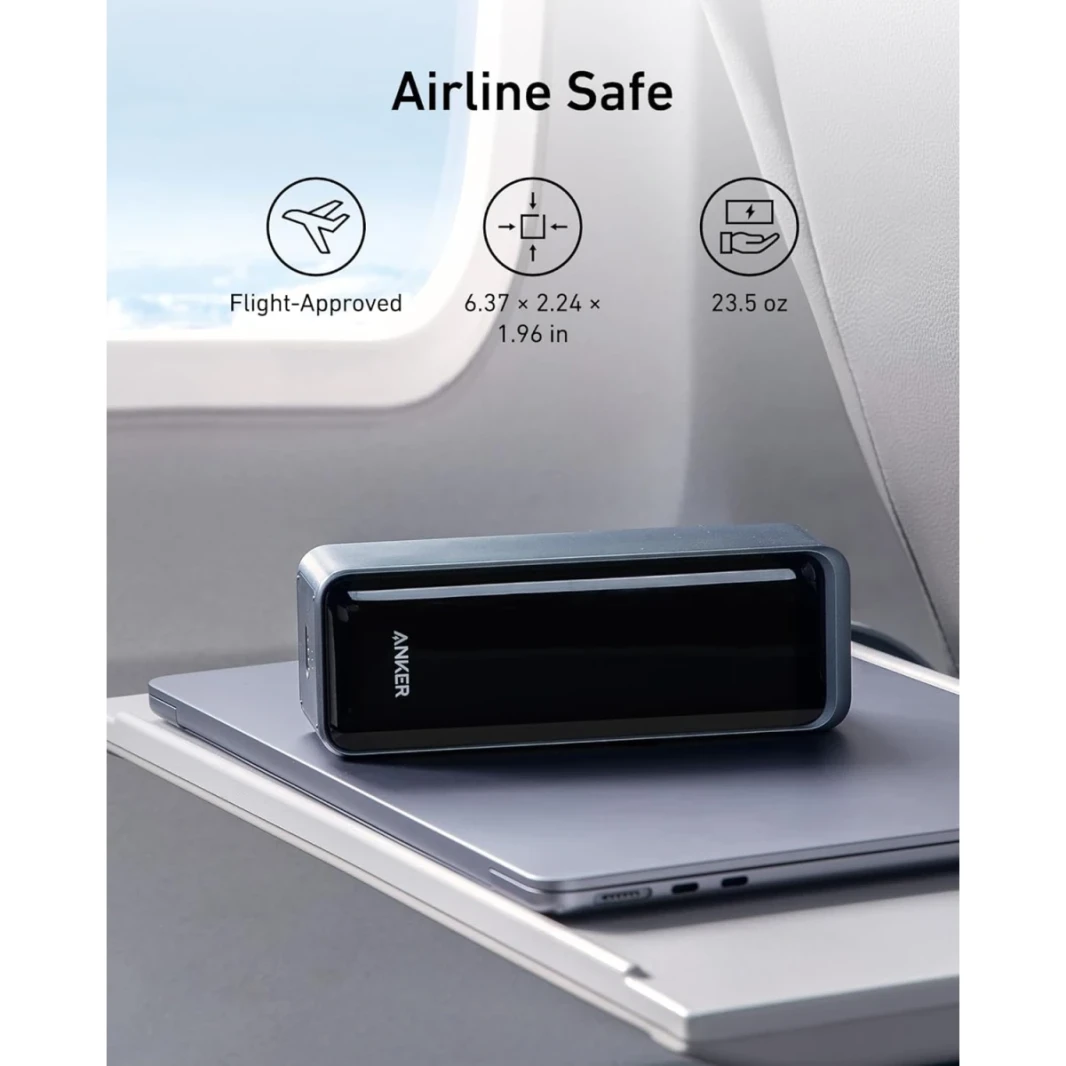 Anker Prime Power Bank ، 27،650mAh 3-Port 250W شاحن محمول للسفر ، تطبيق TSA-Aproved ، Smart ، لـ MacBook Pro/Air ، iPhone 16/15/14 ، Samsung ، أجهزة الكمبيوتر المحمولة-Black