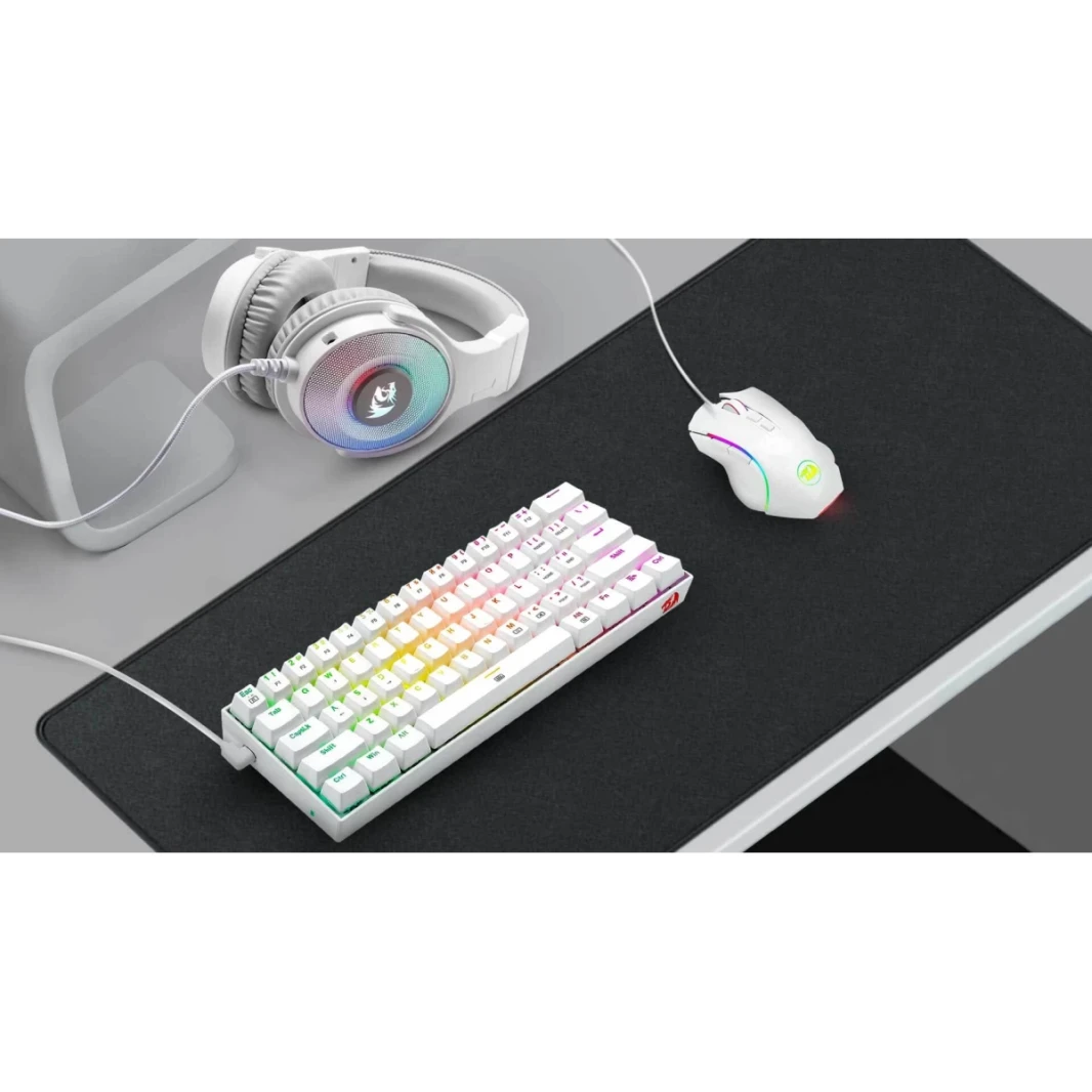 Redragon S129W Gaming 3 in 1 Combo (K630 Red Switches لوحة المفاتيح + H350 Pandora 2 Heatset + M607 Griffin Mouse) - White