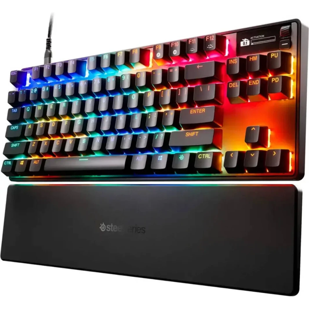 SteelSeries Apex Pro TKL Gen 3 Mechanical Gaming Keyboard, OmniPoint 3.0 Adjustable HyperMagnetic Switches, Double Shot PBT Keycaps, US English Layout, Wired Connectivity, Black