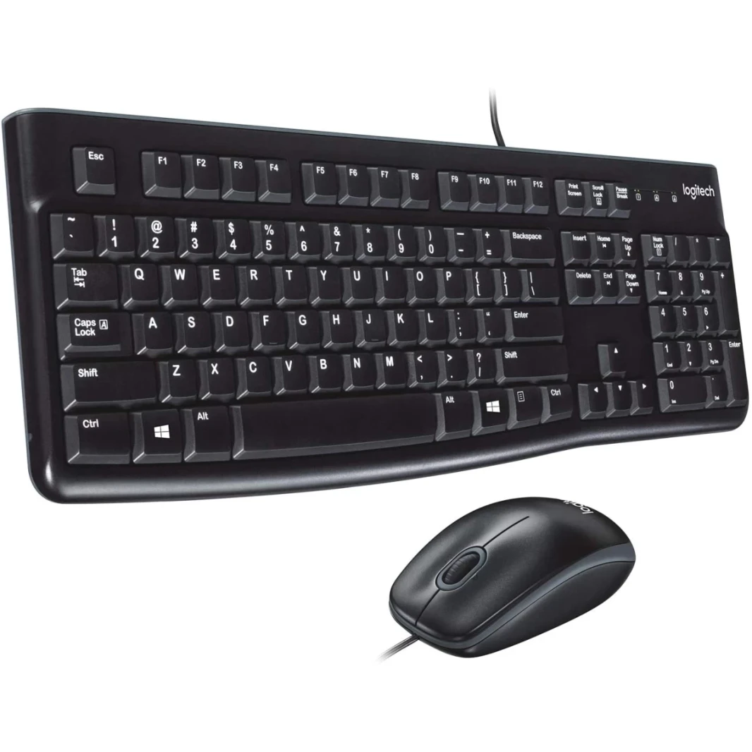 Logitech MK120 سلك سطح المكتب (لوحة المفاتيح والماوس) USB العربية / اللغة الإنجليزية - أسود