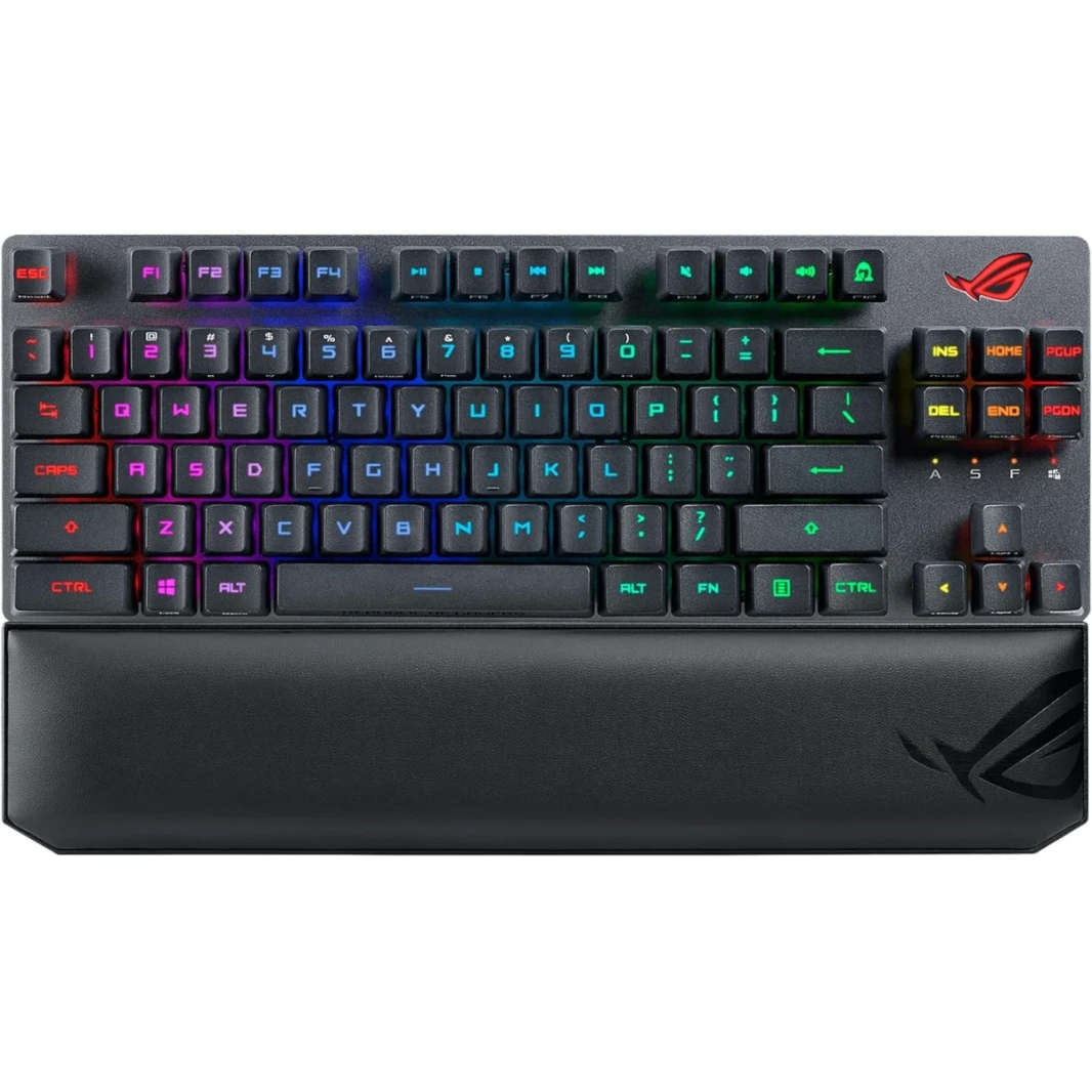 Asus X807 ROG Strix Scope RX TKL Optical Mechanical Wireless Deluxe, RX Red Switch, 1000Hz USB Report Rate, Per-Key RGB LEDs, USB 2.0 / Bluetooth Arabic / Engllish , Black