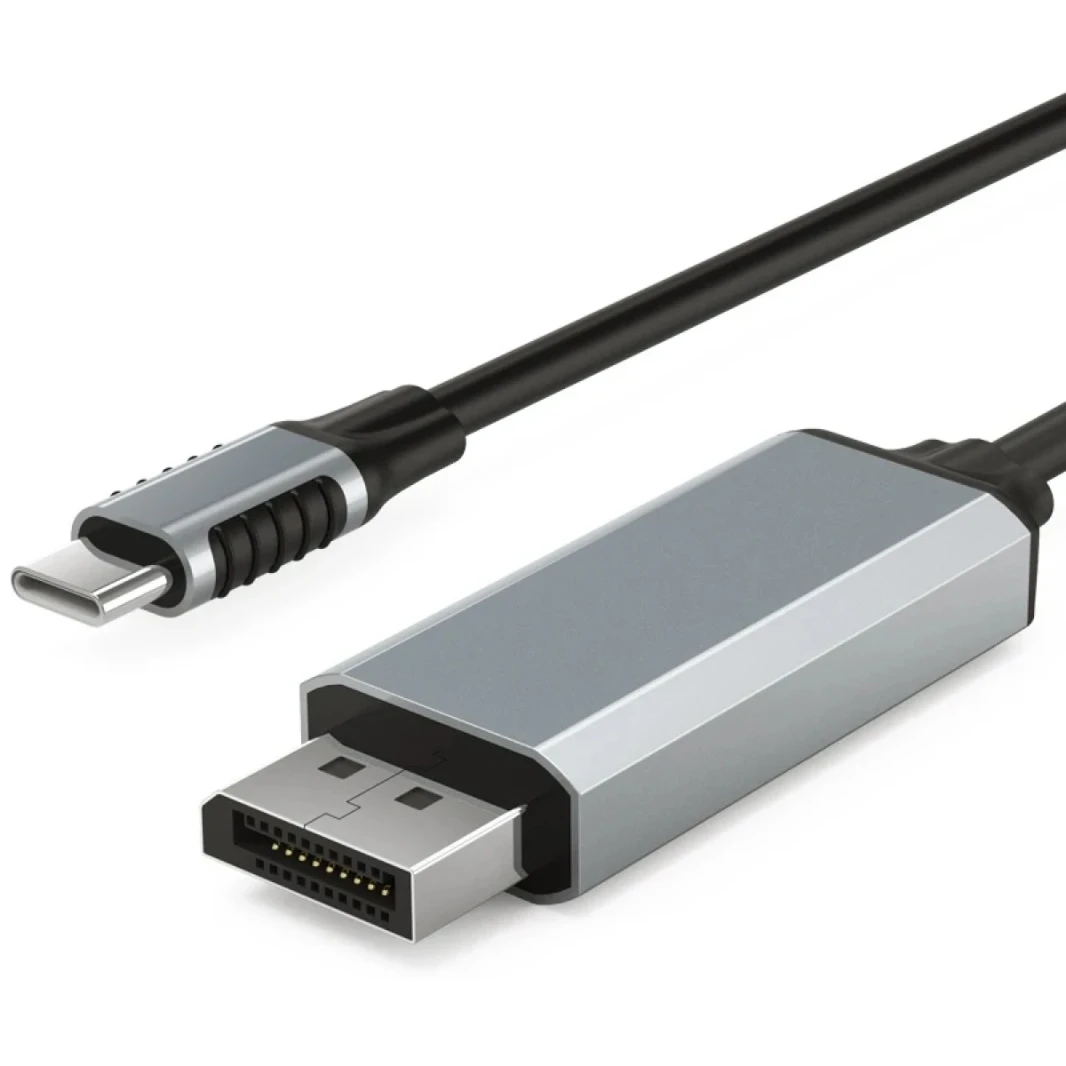 Coteci OF-014 Type-C to DisplayPort 1.4 ، كابل 4K 60Hz 1.8 م-رمادي