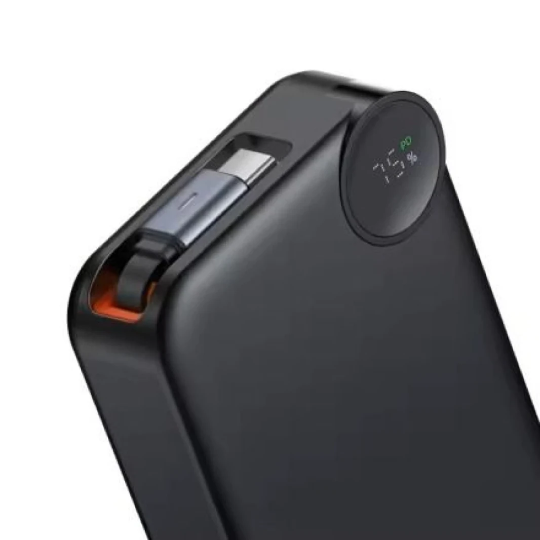 Mcdodo MC-3870 30W Built-In Retractable Cable Digital Display 10000mAh Power Bank - Black