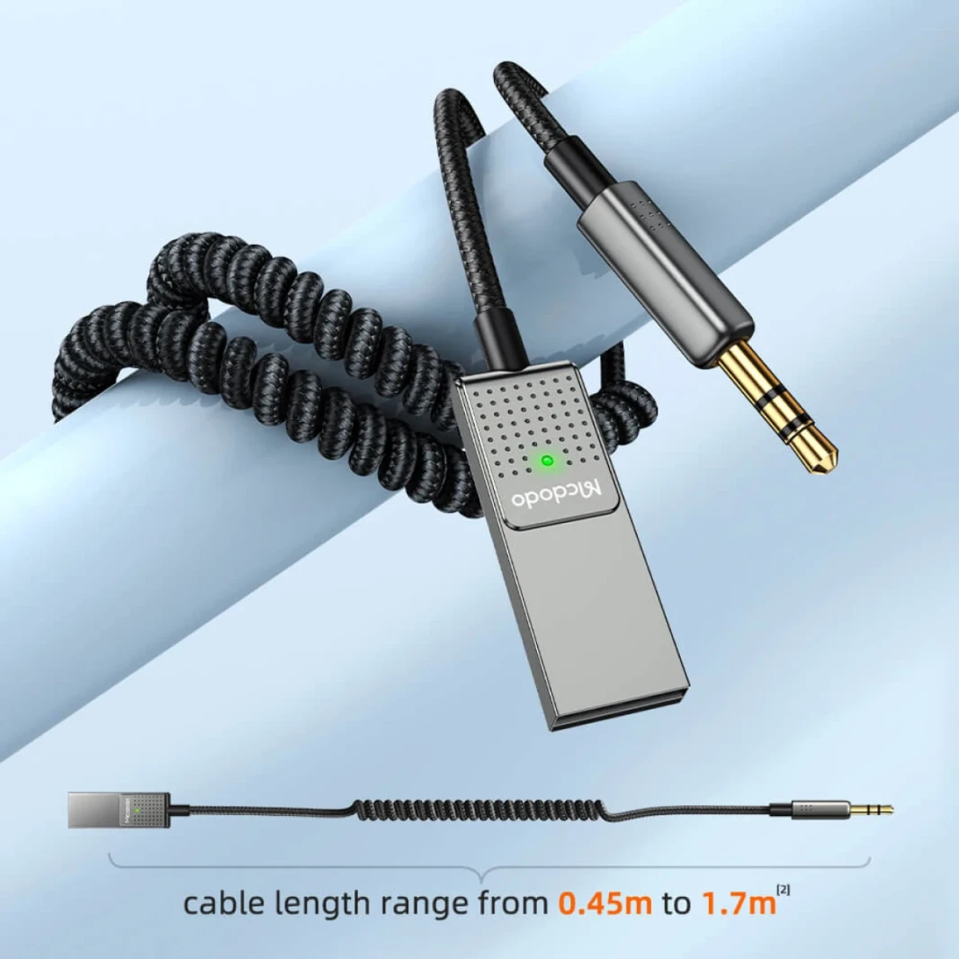 McDodo CA-8700 USB-A إلى AUX 3.5mm Bluetooth الصوت/كابل 1.7M كابل