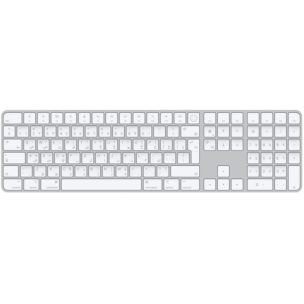 لوحة مفاتيح Apple Magic 2024 (USB -C) مع معرف اللمس ورميات لوحة المفاتيح الرقمية مع تخطيط Apple Silicon العربي والإنجليزي