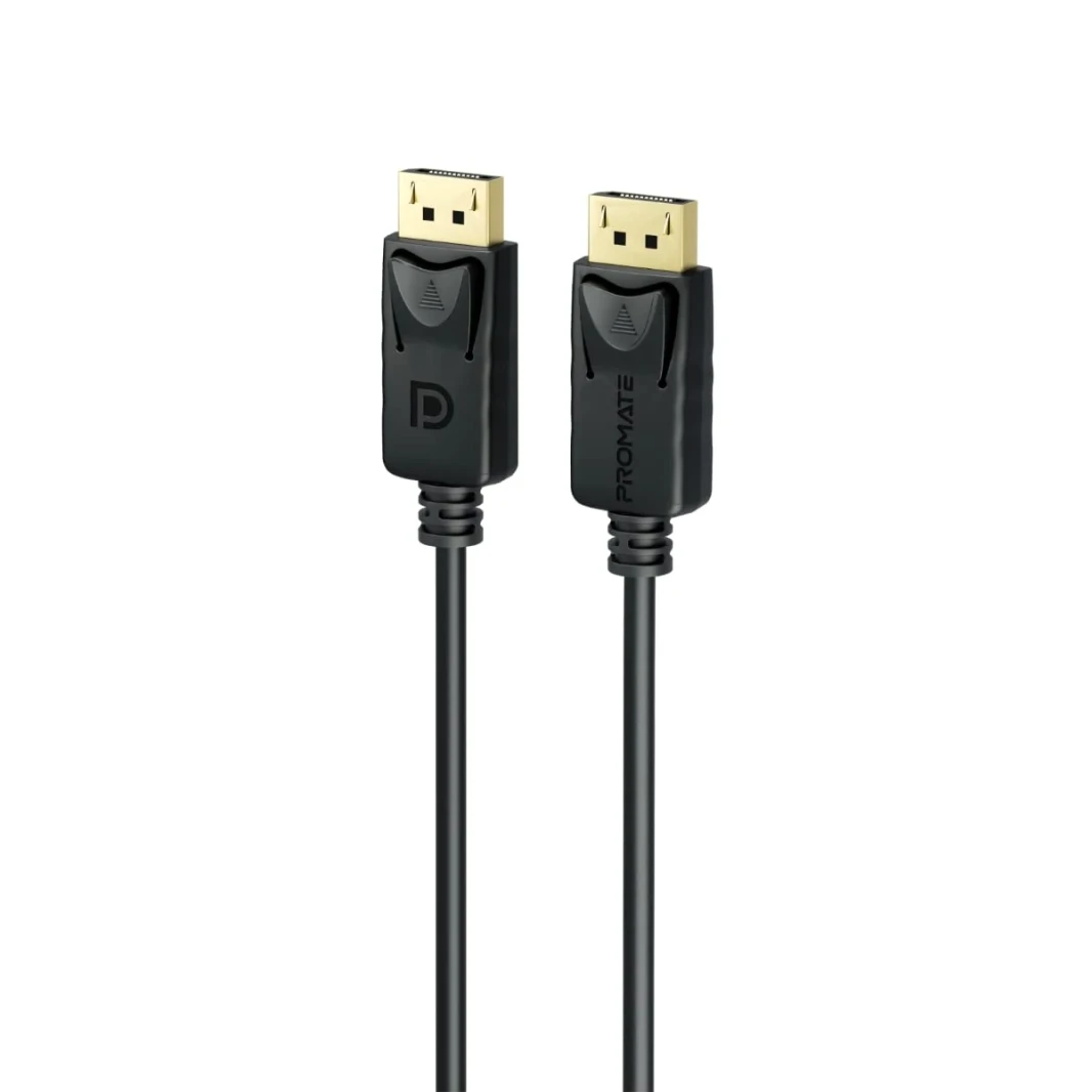 كبل عرض Promate DisplayPort ، سلك عرض فيديو متميز Ultra HD 8K@60Hz مع ناقل حركة عرضي 32.4 جيجابت في الثانية ، موصلات مطلية بالذهب ، كابل سليم Super Super - Black 1.2M