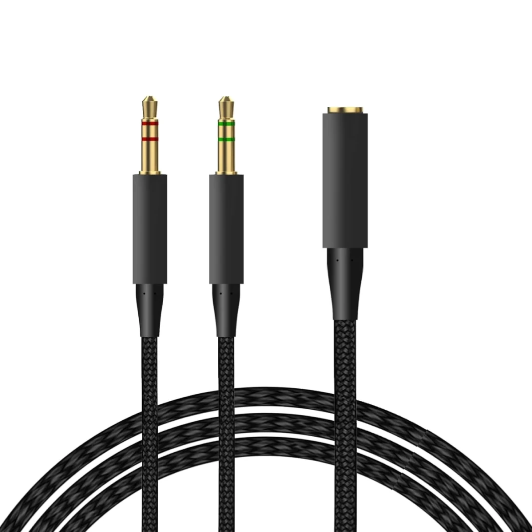 تقسيم سماعة الرأس HyperX 2 في 1 Y بديل تمديد كابل تمديد الصوت 2M متوافق مع سماعات الرأس الاستريو باستخدام قابس 3.5 مم