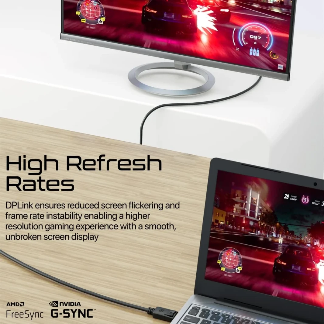 كبل عرض Promate DisplayPort ، سلك عرض فيديو متميز Ultra HD 8K@60Hz مع ناقل حركة عرضي 32.4 جيجابت في الثانية ، موصلات مطلية بالذهب ، كابل سليم Super Super - Black 1.2M