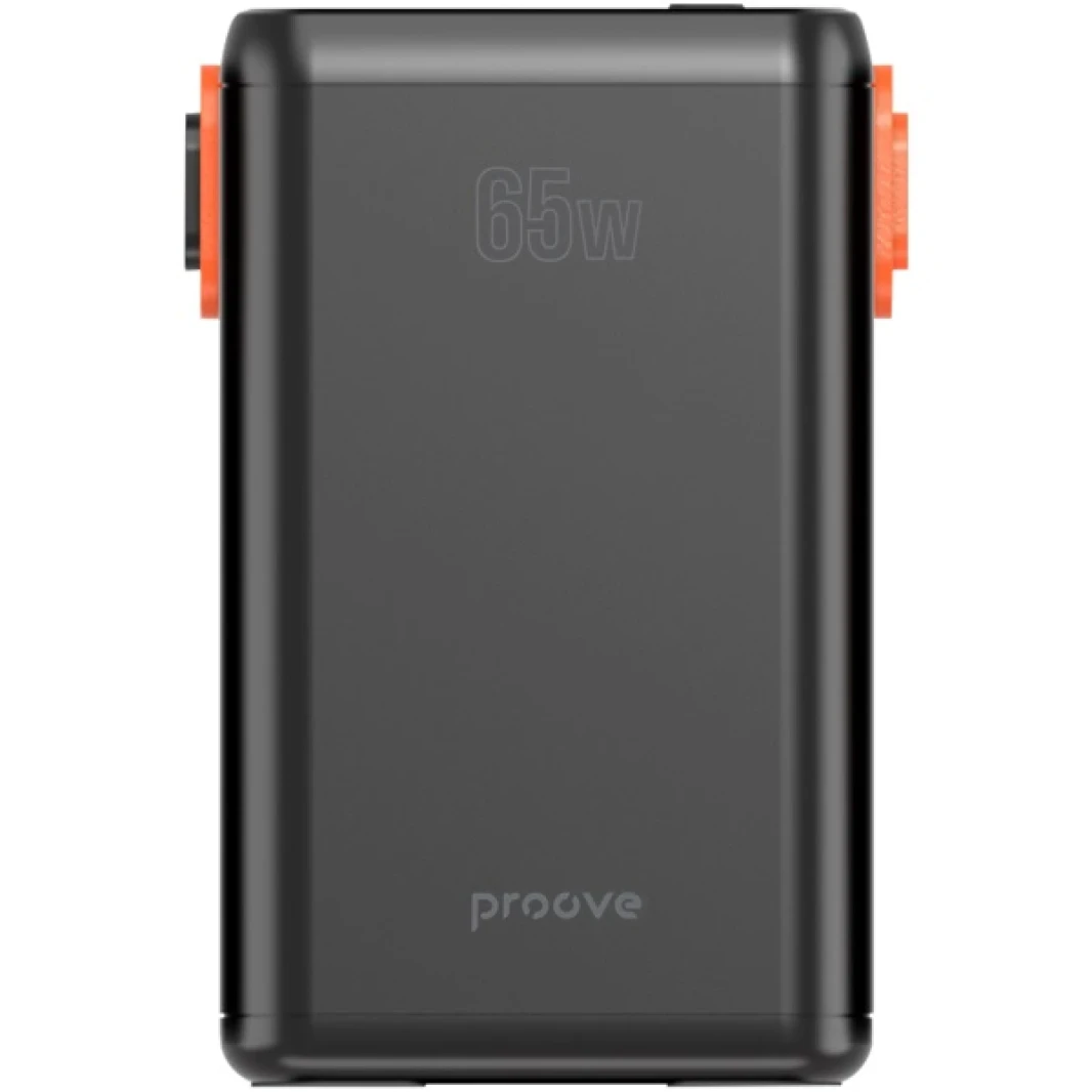 Prove Powerbox 65W 60000MAH BANTABLE POWERAL BANK ، TYPE-C + 4 USB-A ، Micro USB ، مع مصباح يدوي-أسود