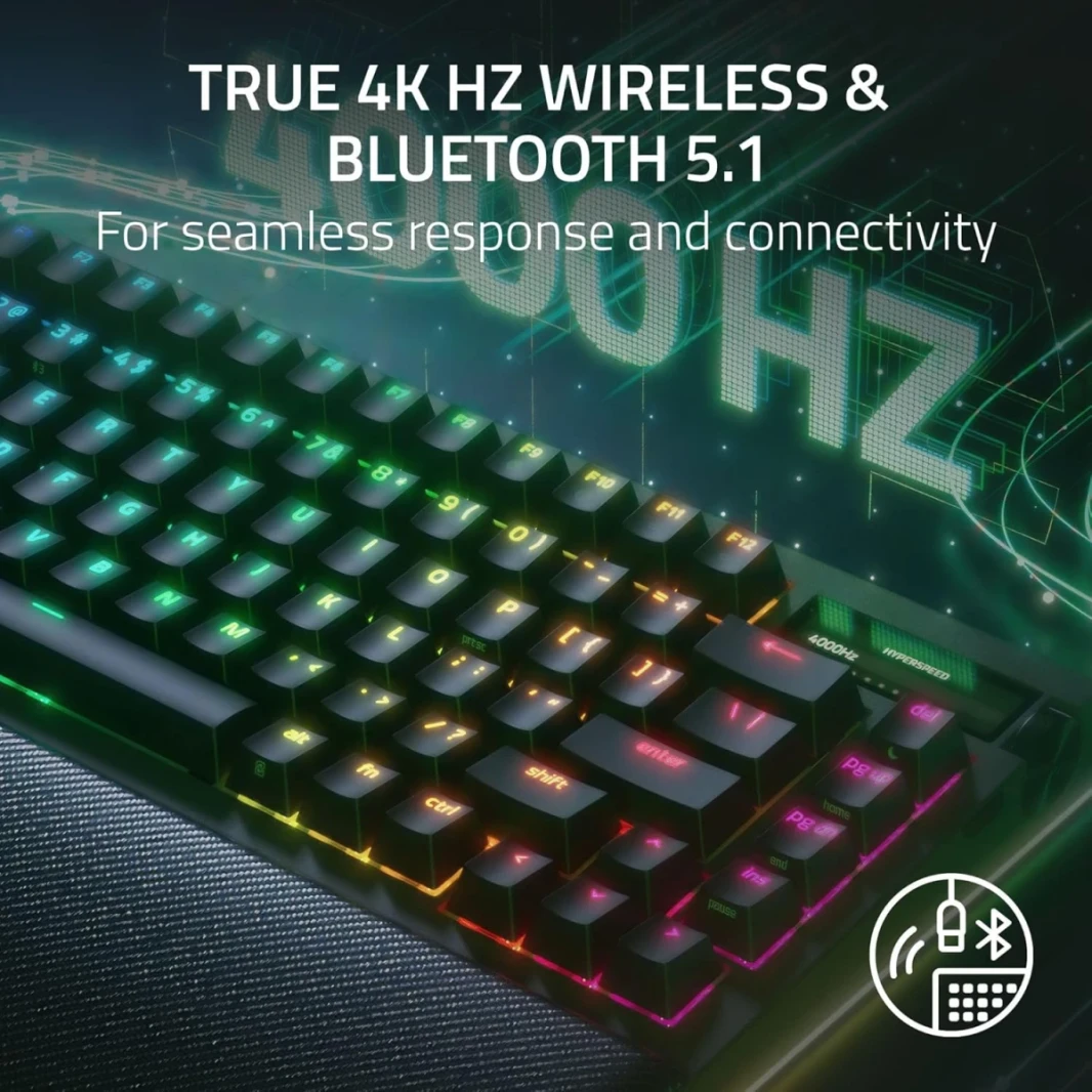 Razer Blackwidow V4 Pro 75 ٪ لوحة مفاتيح ألعاب ميكانيكية ، مفتاح ميكانيكي برتقالي اللمس Gen-3 ، قرص القيادة ، تخطيط اللغة الإنجليزية الأمريكية ، كابل من النوع C القابل للفصل ، الأسود