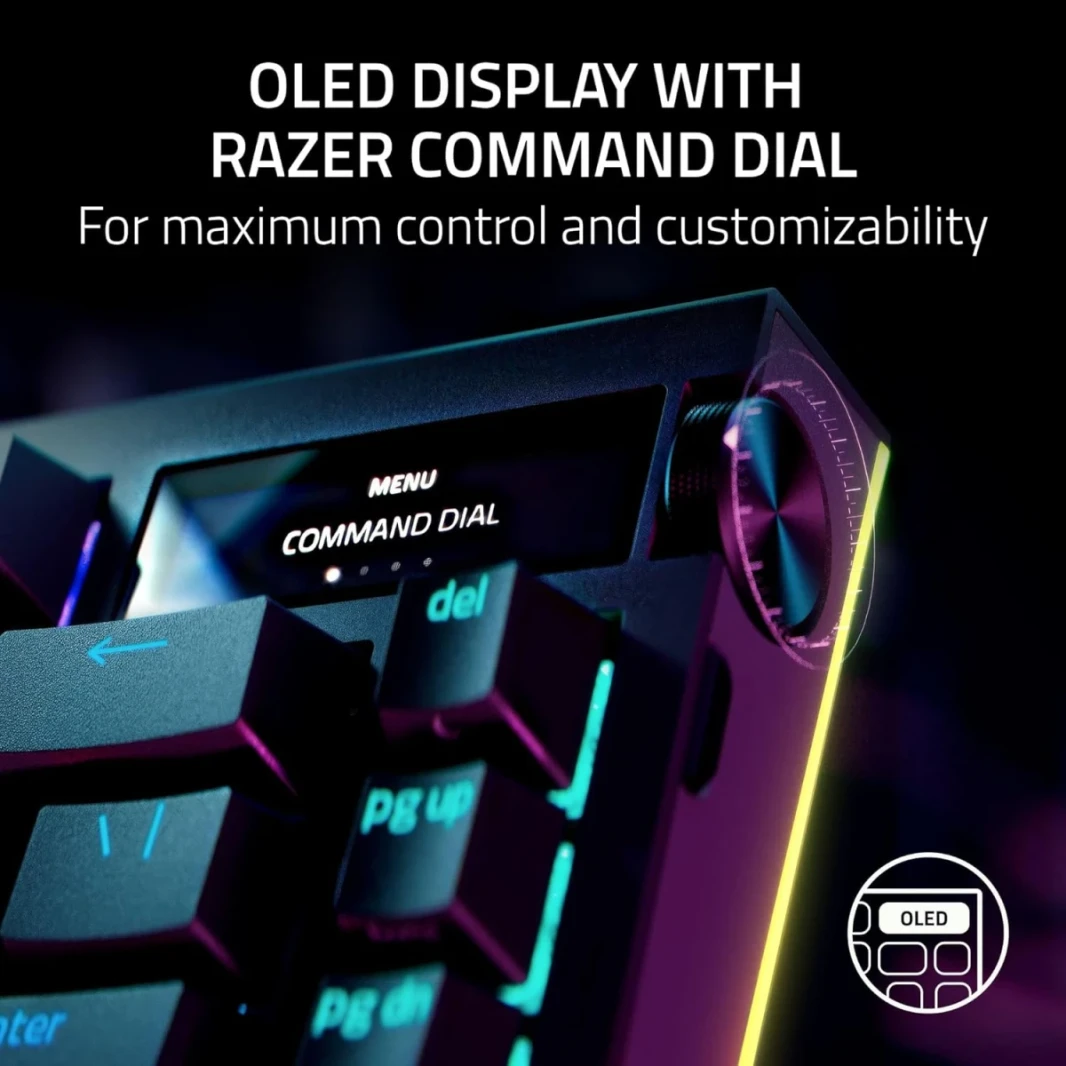 Razer Blackwidow V4 Pro 75 ٪ لوحة مفاتيح ألعاب ميكانيكية ، مفتاح ميكانيكي برتقالي اللمس Gen-3 ، قرص القيادة ، تخطيط اللغة الإنجليزية الأمريكية ، كابل من النوع C القابل للفصل ، الأسود