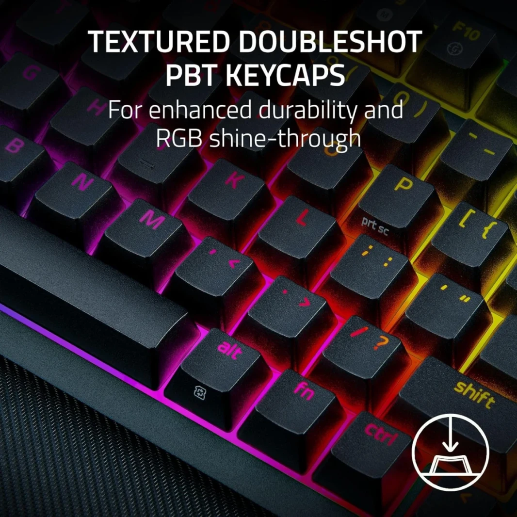 Razer Blackwidow V4 Pro 75 ٪ لوحة مفاتيح ألعاب ميكانيكية ، مفتاح ميكانيكي برتقالي اللمس Gen-3 ، قرص القيادة ، تخطيط اللغة الإنجليزية الأمريكية ، كابل من النوع C القابل للفصل ، الأسود