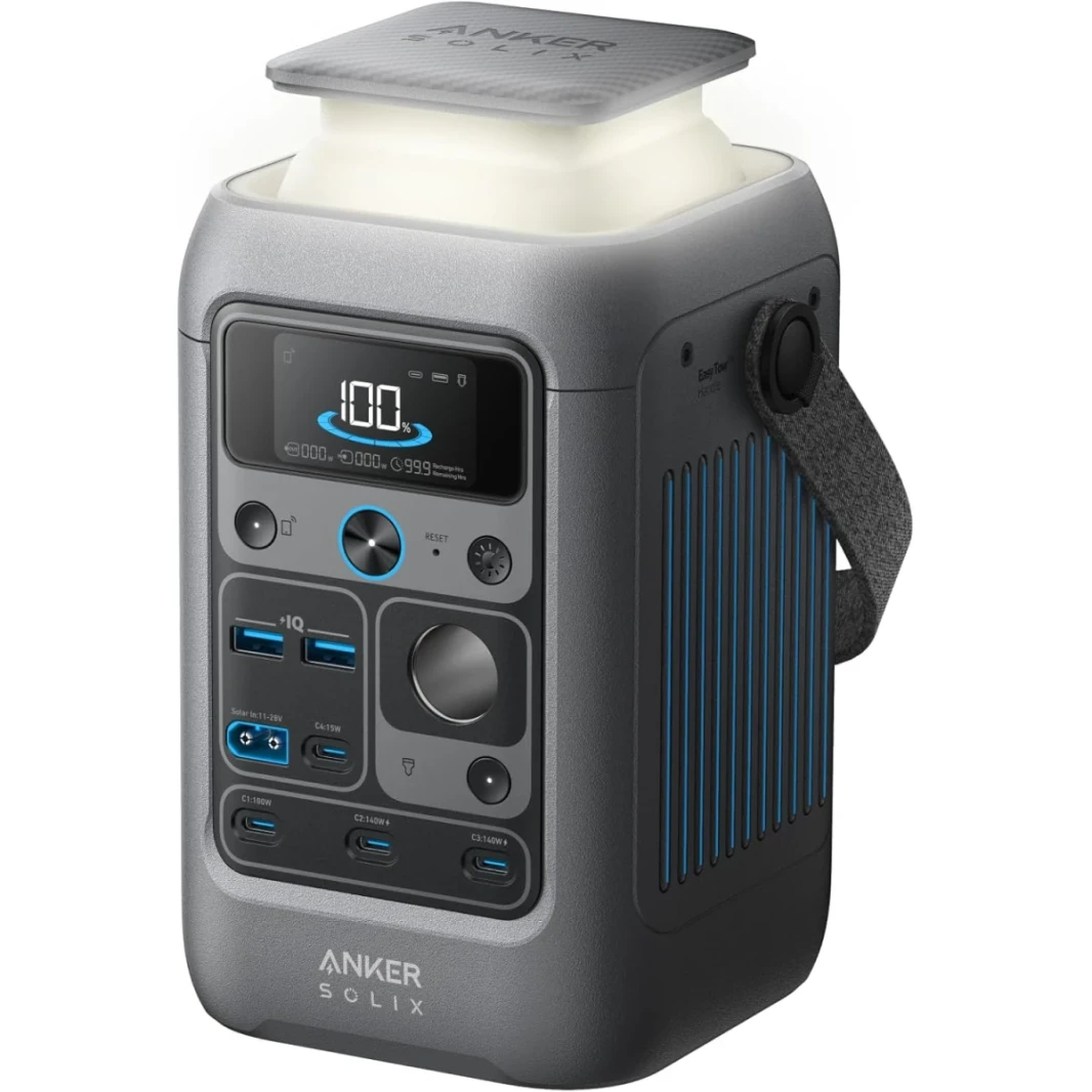 Anker SOLIX C300 DC Power Bank Station, Outdoor 288Wh (90,000mAh), Portable Power Station, LiFePO4 Battery, 300W Solar Generator, for Camping, Traveling, and Emergencies