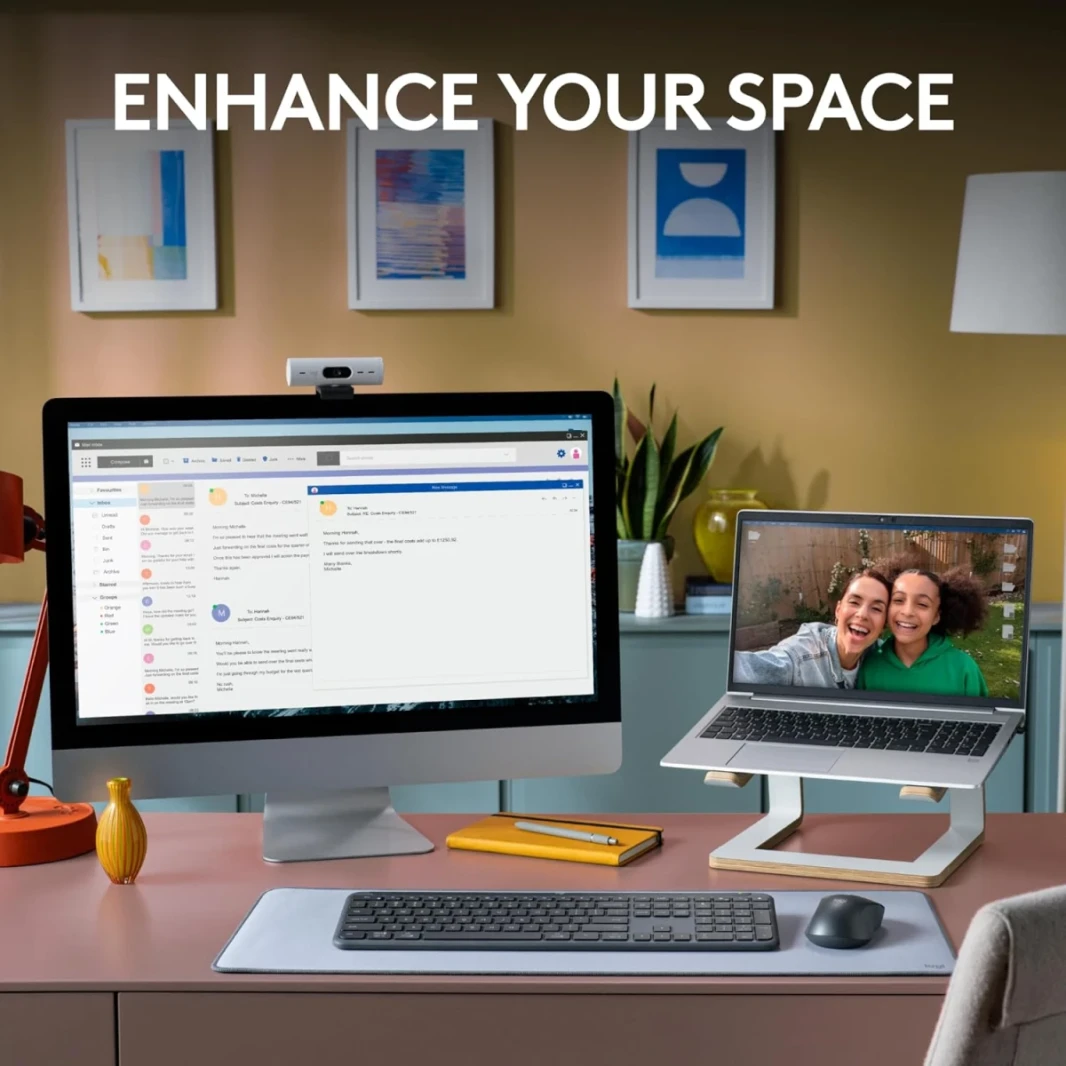 Logitech K950 Signature Slim Full-Size Wireless Beyboard ، مفاتيح التبديل السهلة ، أرجل الميل ، Bluetooth Low Energy + Logi Bolt Connectivity 10M Range Range arivic & English Layout ، Black