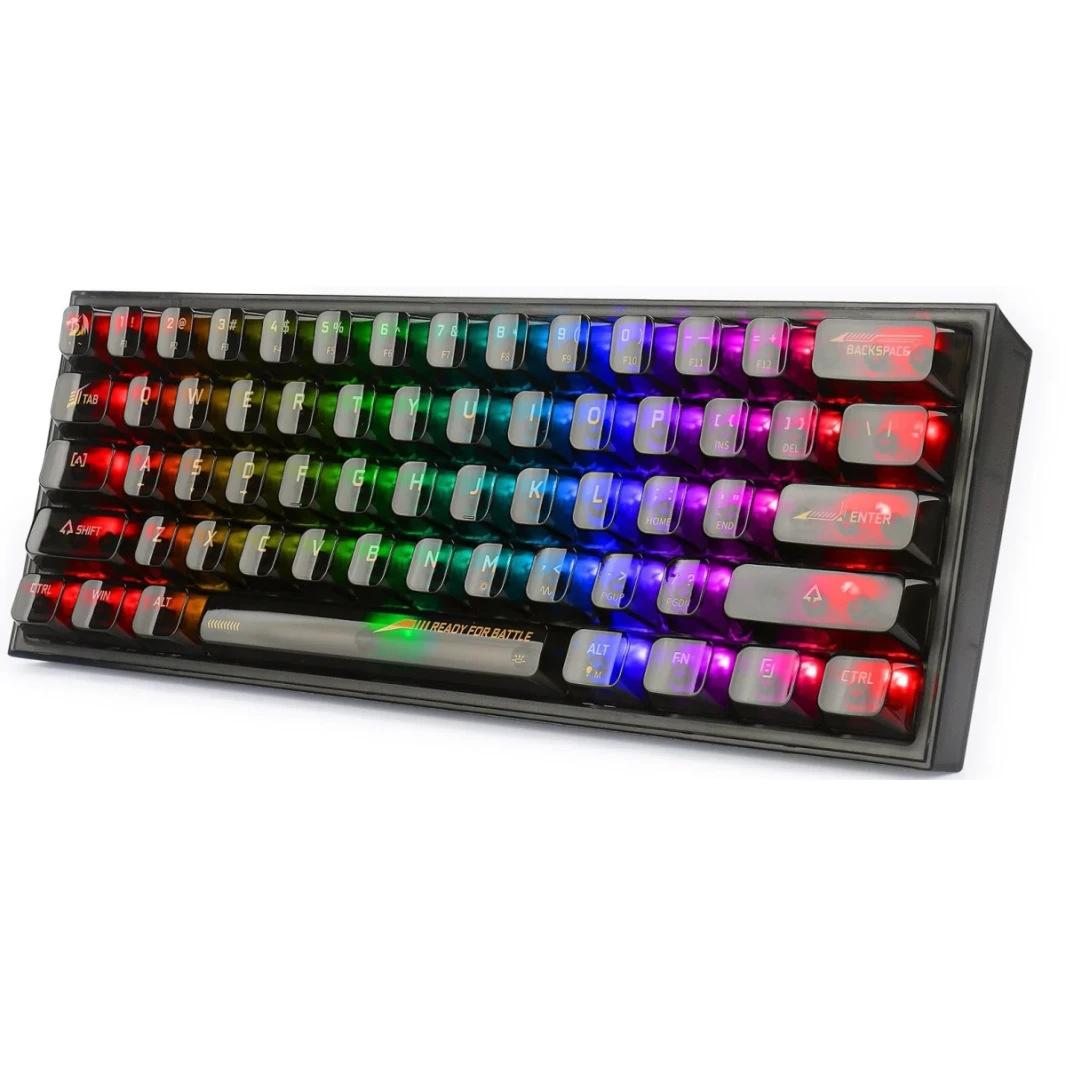 Redragon K617CTB-RGB 60 ٪ لوحة مفاتيح ألعاب RGB سلكية ، 61 مفاتيح لوحة مفاتيح ميكانيكية كاملة الشفافة-أسود