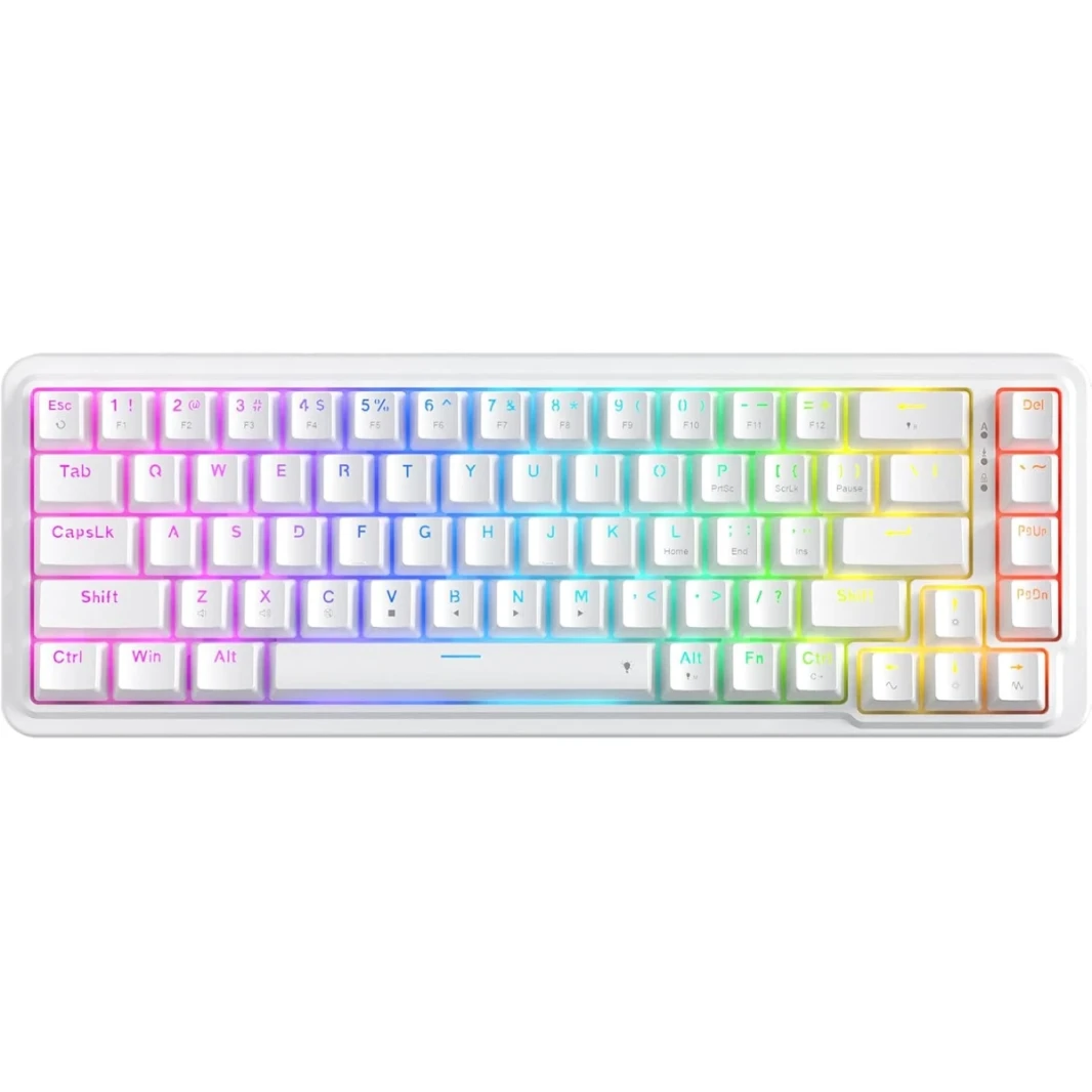 Redragon K709 Nova 65 ٪ Wired Gasket RGB Gaming Keyboard ، 68 Keys Hot-swap لوحة مفاتيح ميكانيكية مضغوطة مع مقبس حرة مع مرمى ، رطبة ضوضاء 3 طبقات ومفاتيح أسهم مخصصة ، مفتاح خطي مخصص هادئ ، أبيض