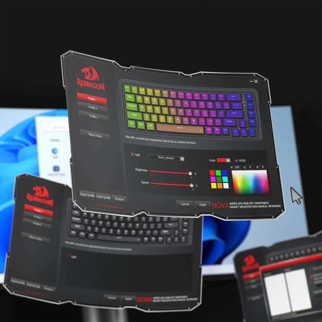 Redragon K709 Nova 65 ٪ Wired Gasket RGB Gaming Keyboard ، 68 Keys Hot-swap لوحة مفاتيح ميكانيكية مضغوطة مع مقبس حرة مع مرمى ، رطبة ضوضاء 3 طبقات ومفاتيح أسهم مخصصة ، مفتاح خطي مخصص هادئ ، أبيض