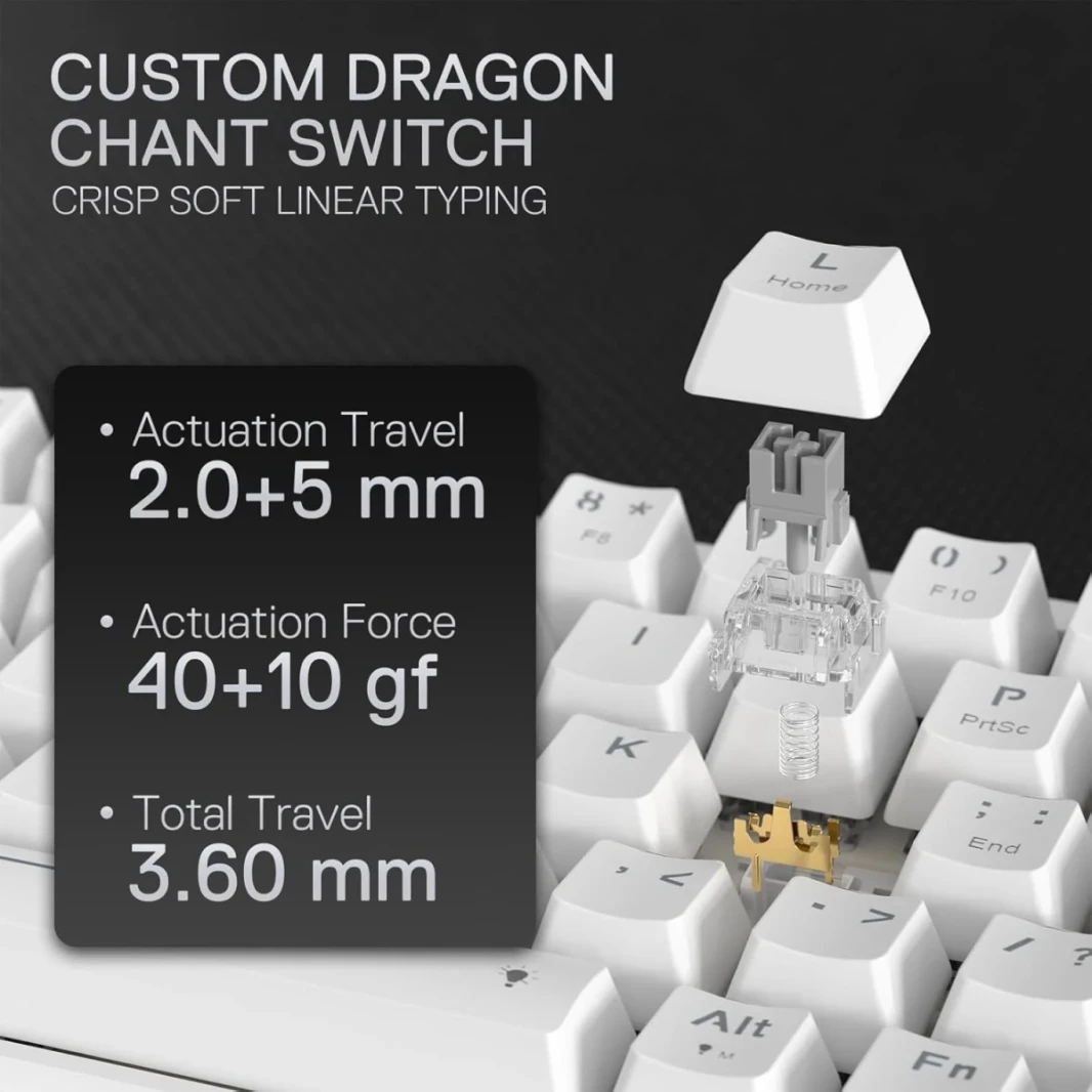 Redragon K709 Nova 65 ٪ Wired Gasket RGB Gaming Keyboard ، 68 Keys Hot-swap لوحة مفاتيح ميكانيكية مضغوطة مع مقبس حرة مع مرمى ، رطبة ضوضاء 3 طبقات ومفاتيح أسهم مخصصة ، مفتاح خطي مخصص هادئ ، أبيض