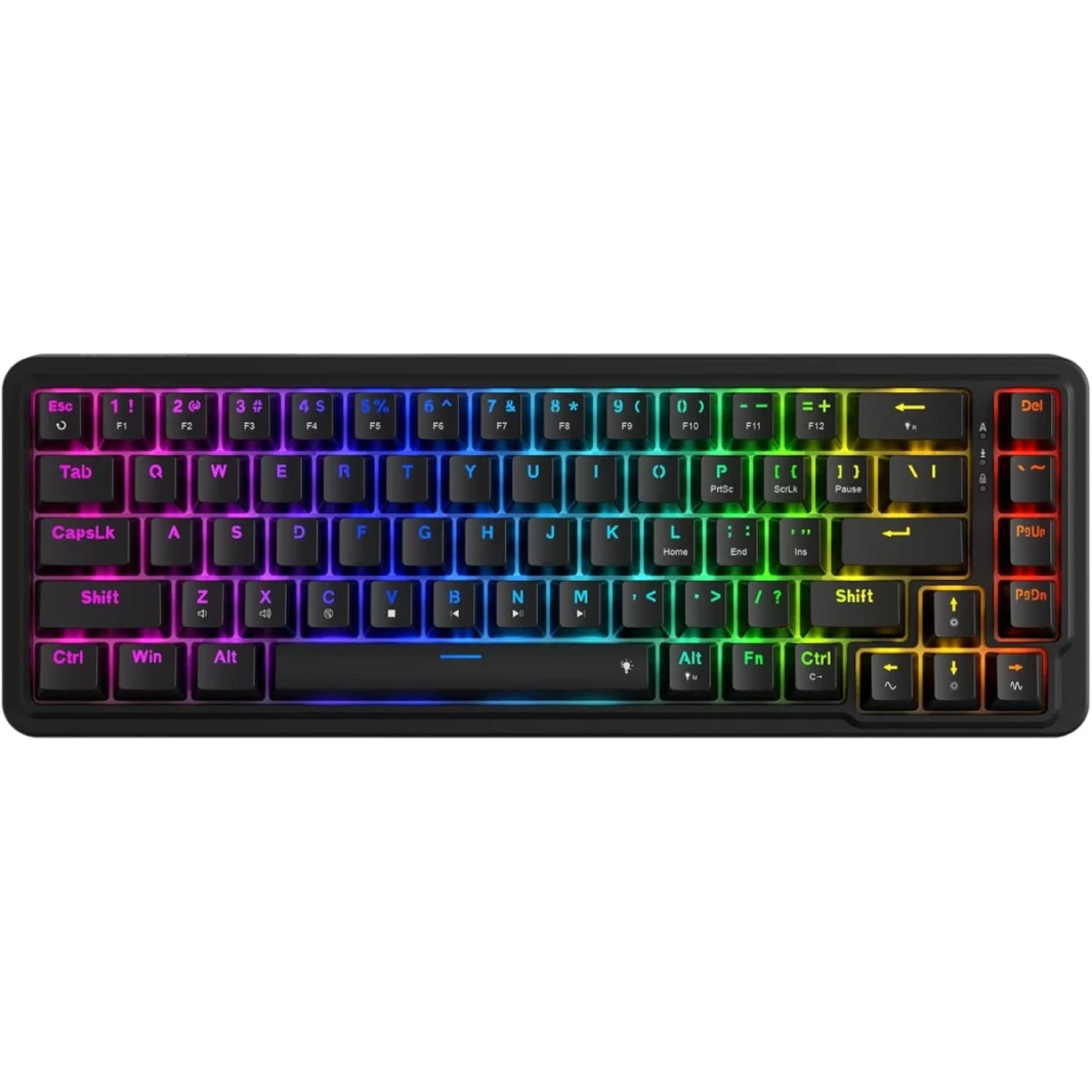 Redragon K709 Nova 65 ٪ Gasket RGB Gaming Keyboard ، 68 Keys Hot-swap لوحة مفاتيح ميكانيكية مضغوطة مع مقبس حرة مع طبقات ، مفاتيح أسهم مخصصة من 3 طبقات ، مفتاح سهم مخصص هادئ ، أسود مخصص