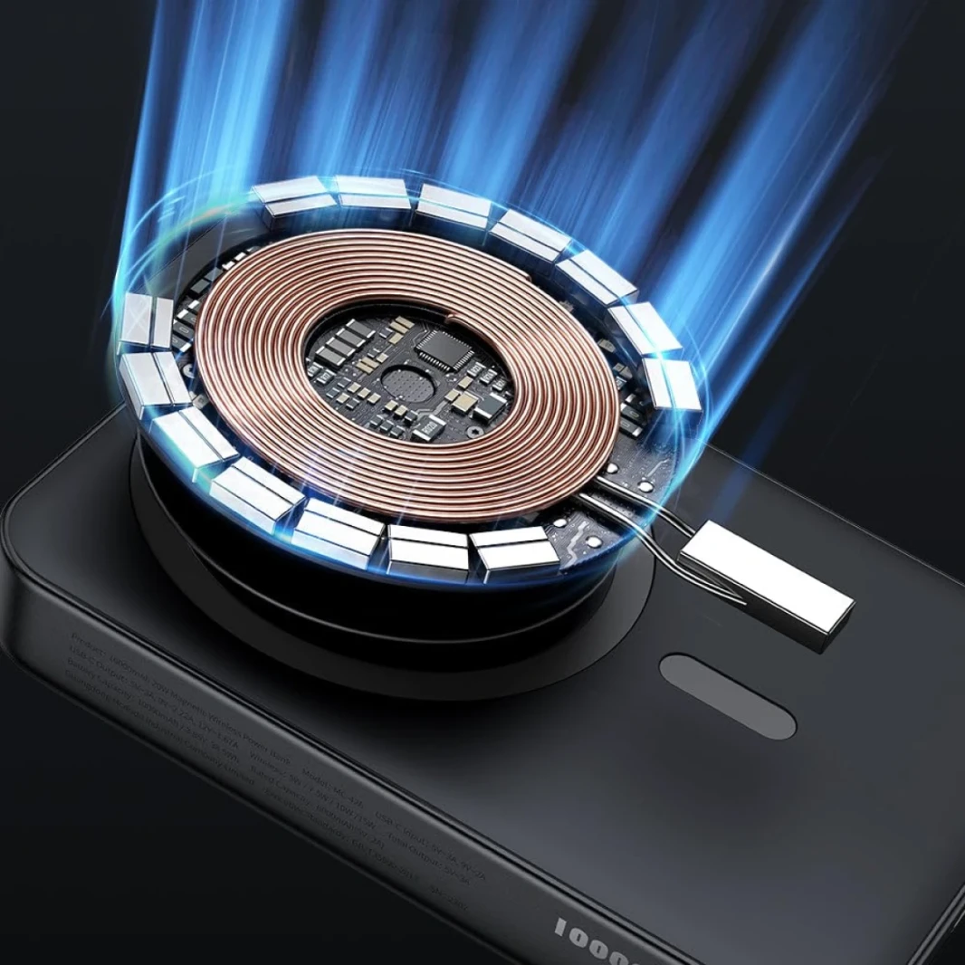 McDodo MC -5101 20W Magnetic Wireless Charging 10000mah Power Bank مع حامل الهاتف - أسود