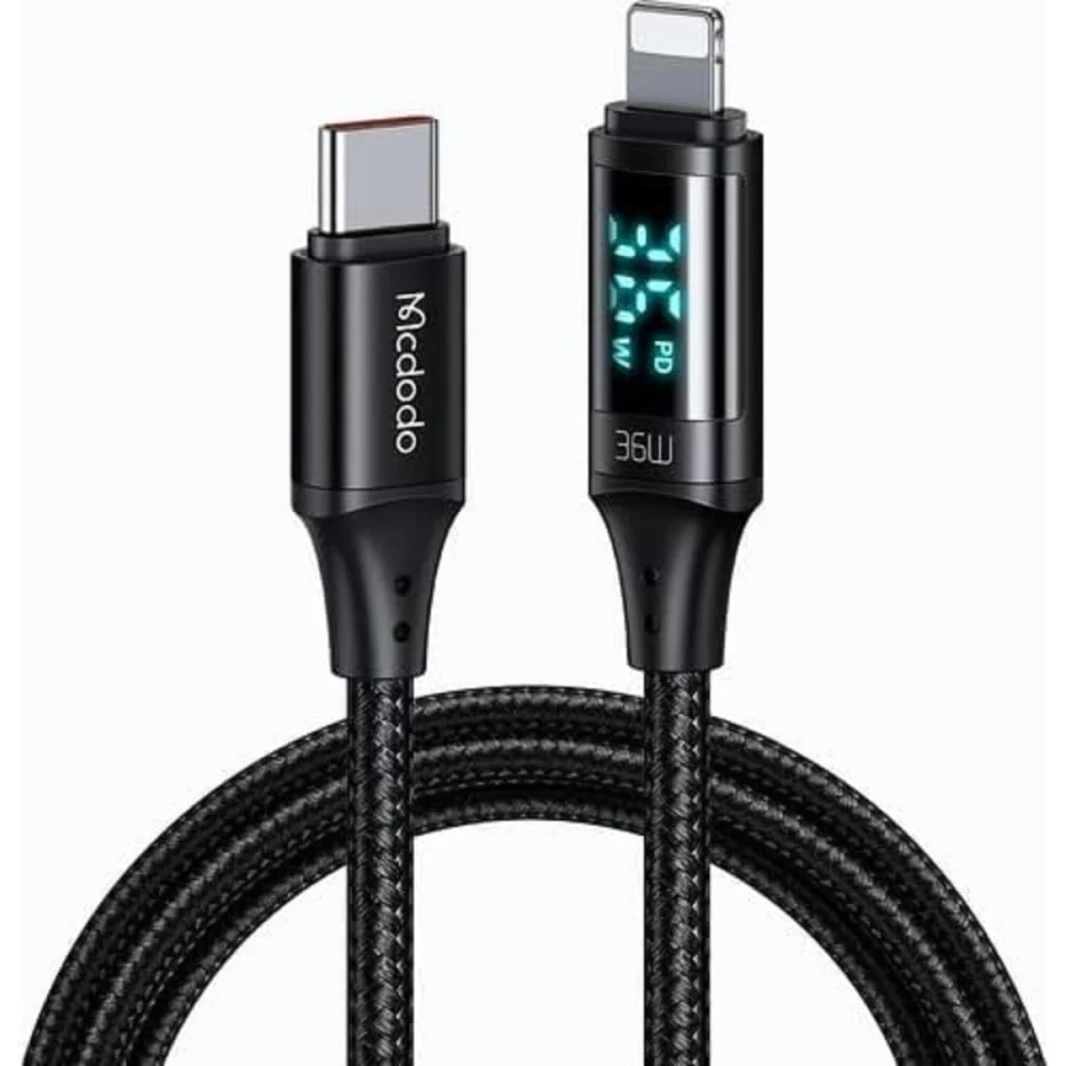 Mcdodo CA-1030 Digital Display 36W Type-C To Lightning Cable Data Cable 1.2m for iPhone (Black)