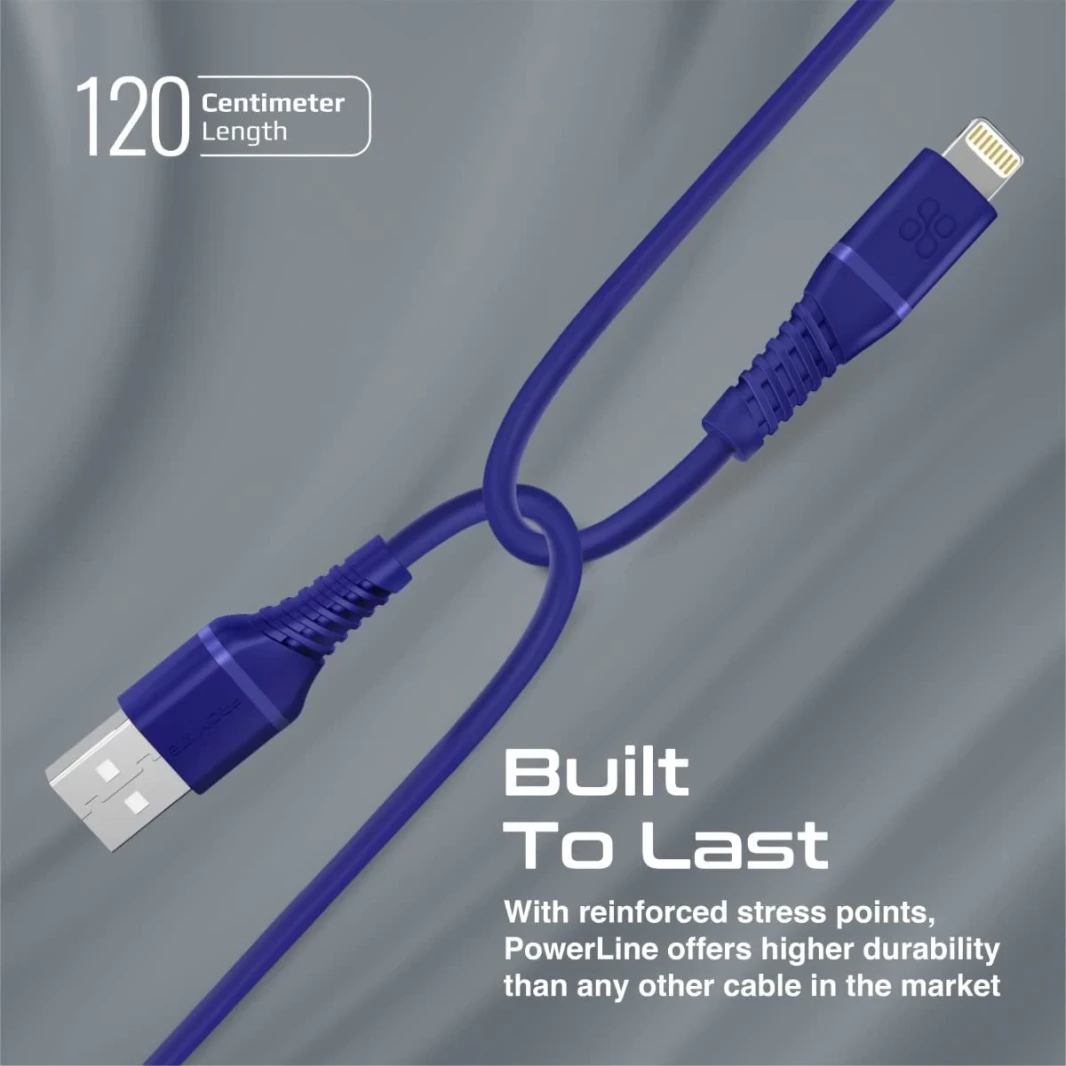 PROMATE USB-A إلى Cable Lightning High Tensile 2.4A Super-Fast USB-A إلى شاحن البرق 120 سم مضاد للتشتل-أبيض