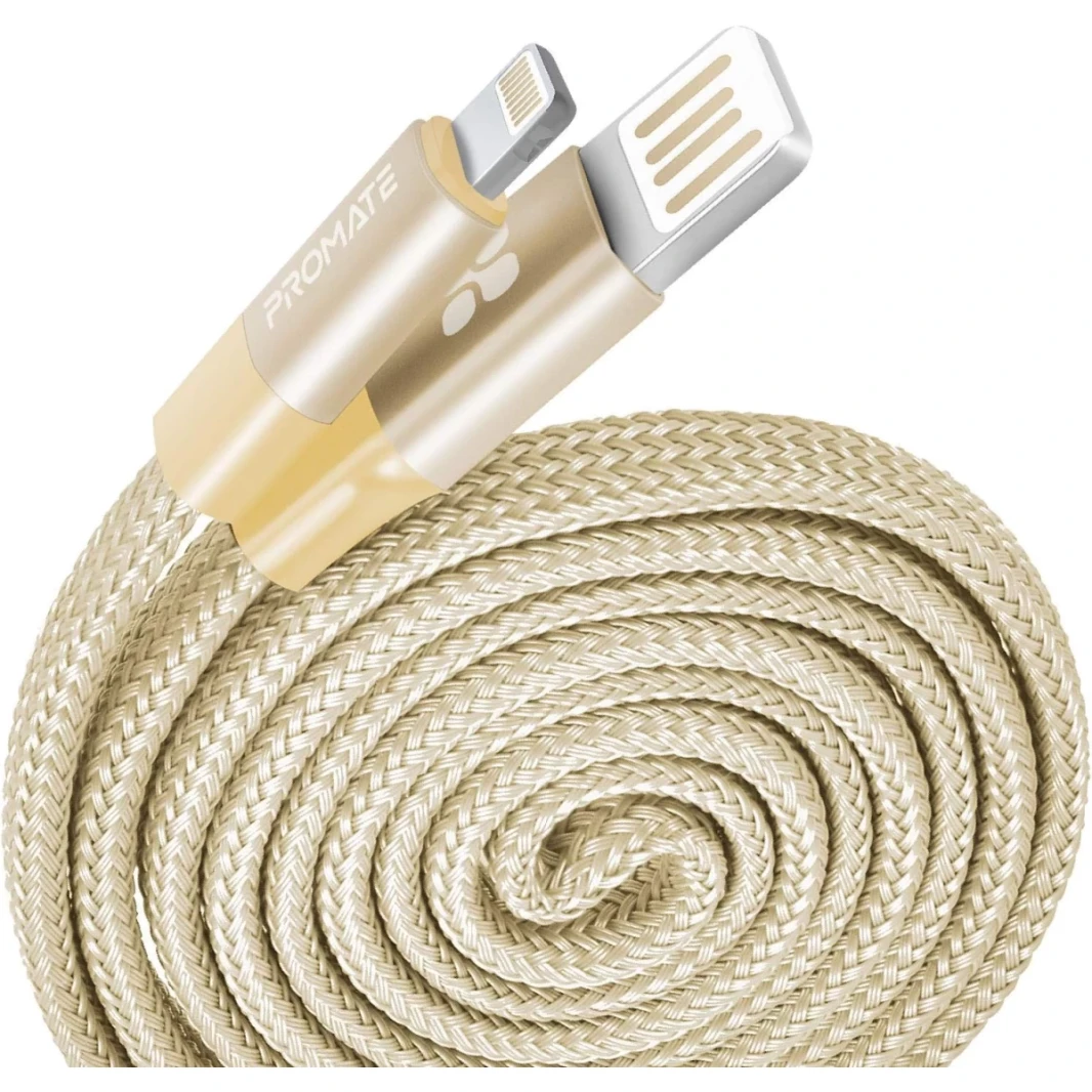 Coiline-I Promate-Auto-toling Lightning Cable Aluminium Aluminy Aluminium rolling Auto-Rolling USB-A إلى الإضاءة 2A الشحن السريع ومزامنة 1.2 متر سلك