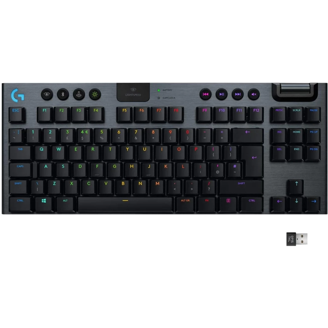Logitech G915 Tenkeyless Lightspeed Wireless & Bluetooth RGB Mechanical Low Profile Switch Options Lightsync RGB Tactile - Black