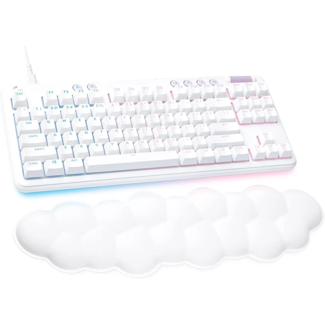 Logitech G713 TKL Wired Mechanical LIGHTSYNC RGB Lighting Linear Switches (GX Red) & Keyboard Palm Rest PC and Mac Compatible - White Mist