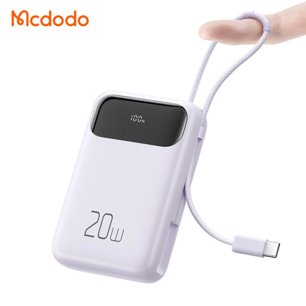 McDodo MC -324 PD 20W POWER BANK مع USB C Cable 10000mah Phone Battery Charger - Purple