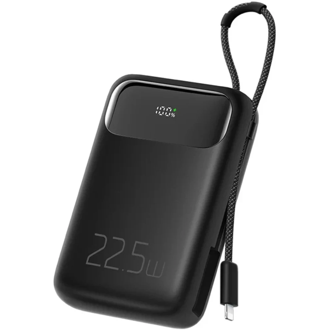 McDodo MC -325 PD 22.5W بنك الطاقة مع كابل IP ، 10000 مللي أمبير في الساعة حزمة بطارية الهاتف المحمولة - أسود