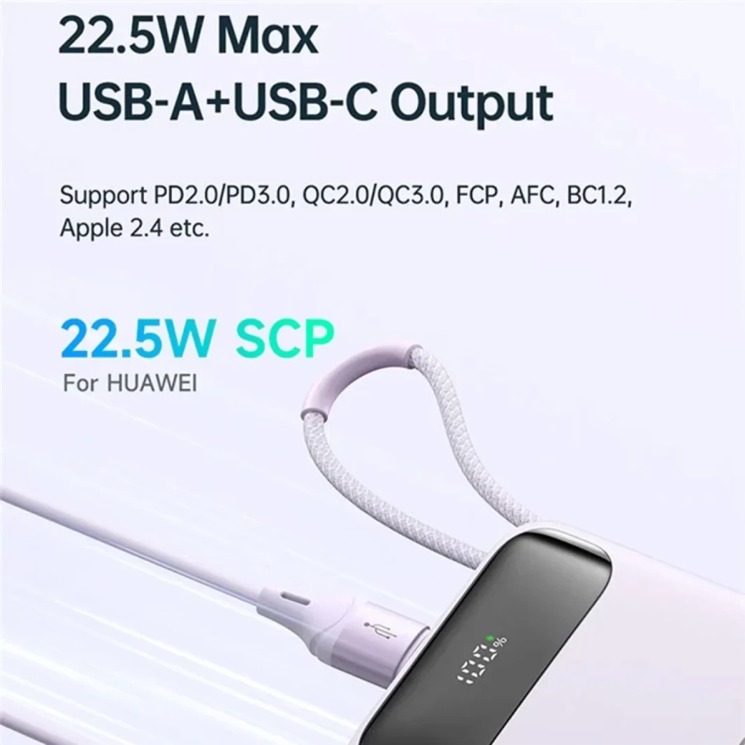 McDodo MC -325 PD 22.5W بنك الطاقة مع كابل IP ، 10000 مللي أمبير في الساعة حزمة بطارية الهاتف المحمولة - أسود