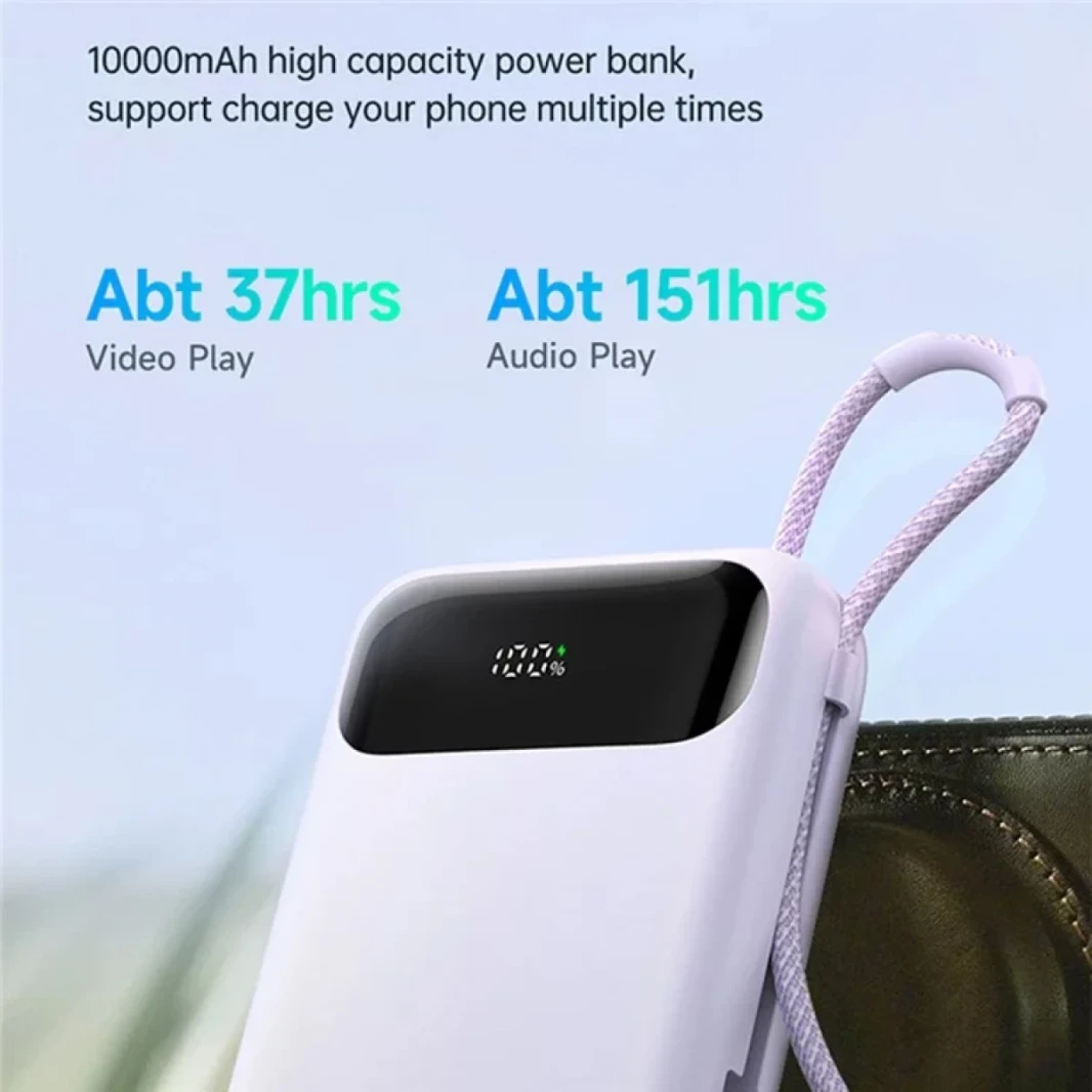 McDodo MC -325 PD 22.5W بنك الطاقة مع كابل IP ، 10000 مللي أمبير في الساعة حزمة بطارية الهاتف المحمولة - أسود