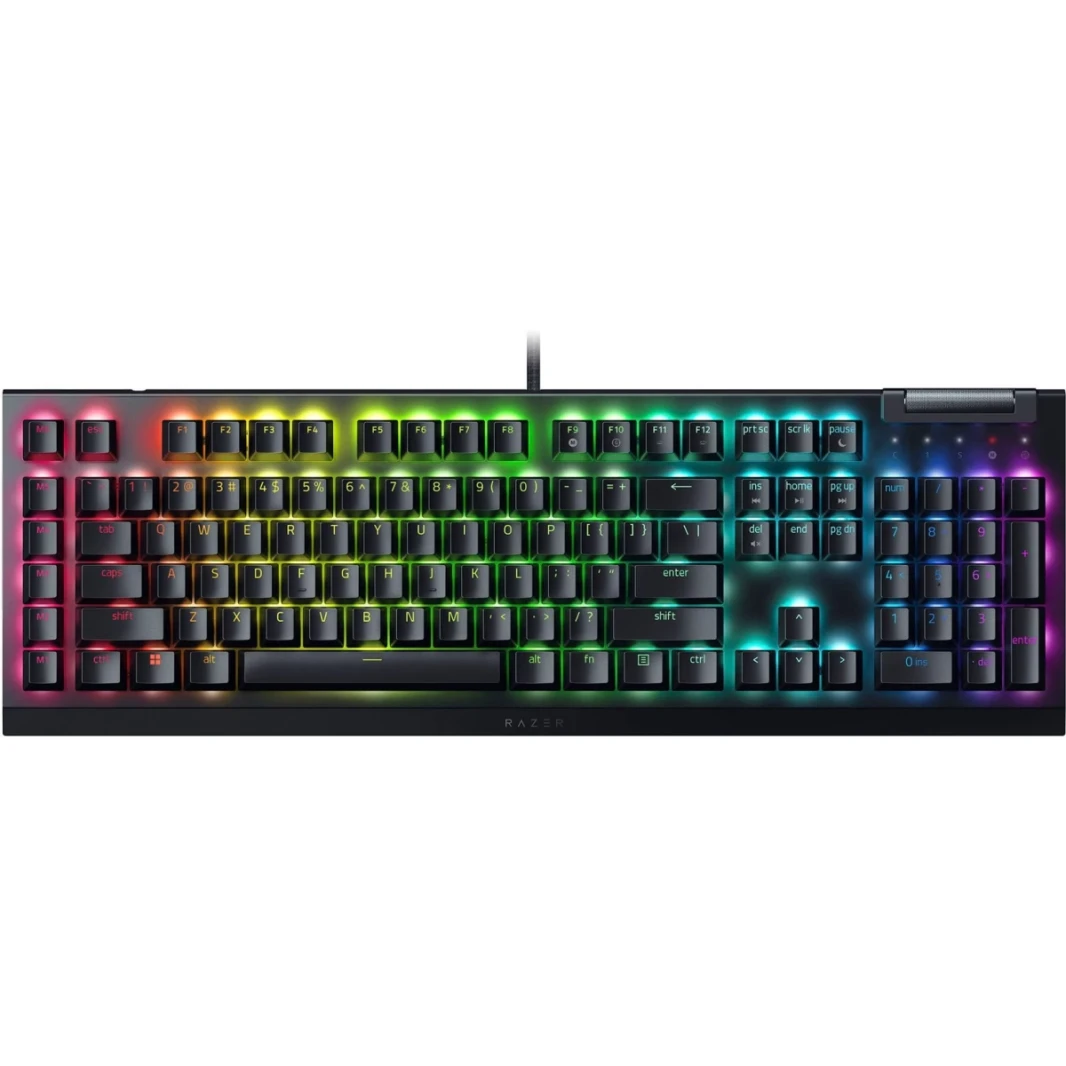 Razer Blackwidow V4 X Mechanical Tascel & Clicky 6 Macro Keys Doubleshot ABS Keycaps يتحكم في وسائل الإعلام الصوتي