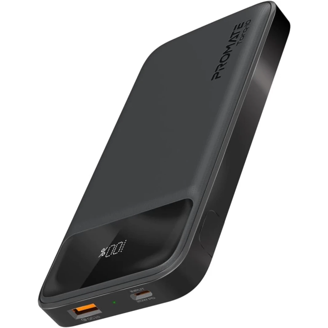PROMATE TORQ-10 Power Bank Universal 10000mah Ultra-Slim 20W USB-C PORT QC 3.0 18W PORT LICKSTAND LCD SCREEN