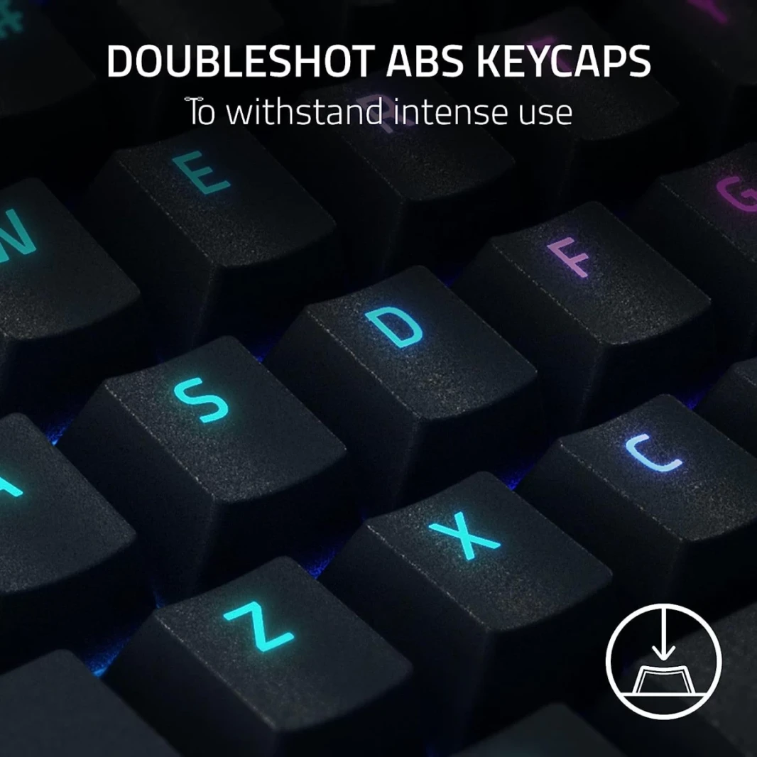 Razer Blackwidow V4 Mechanical 6 مفاتيح ماكرو مخصصة معصم مغناطيسي راحة DoubleShot ABS مفاتيح صفراء - أسود